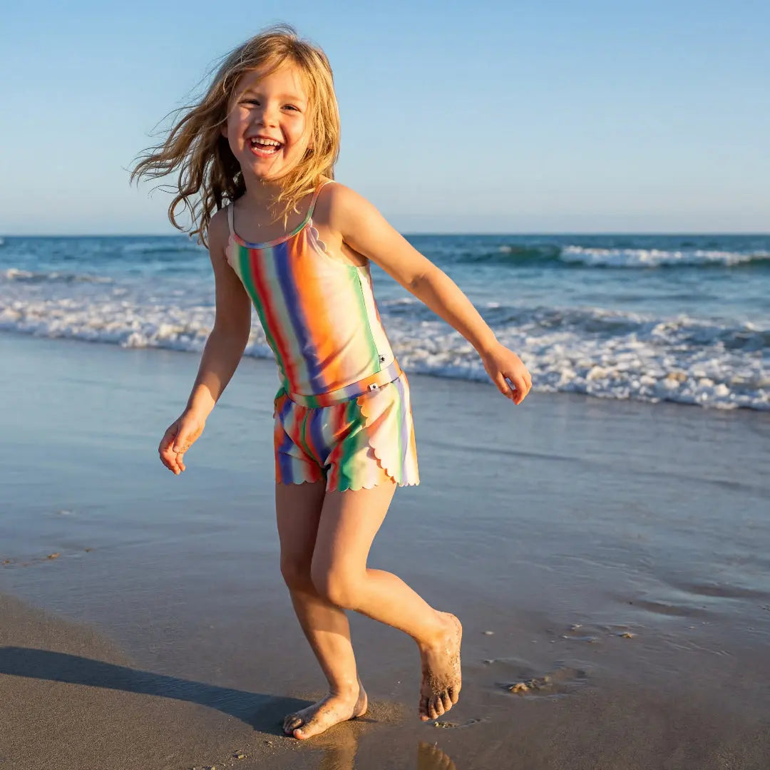 Girls Sunbeam Stripes Swimsuit & Shorts Molo
