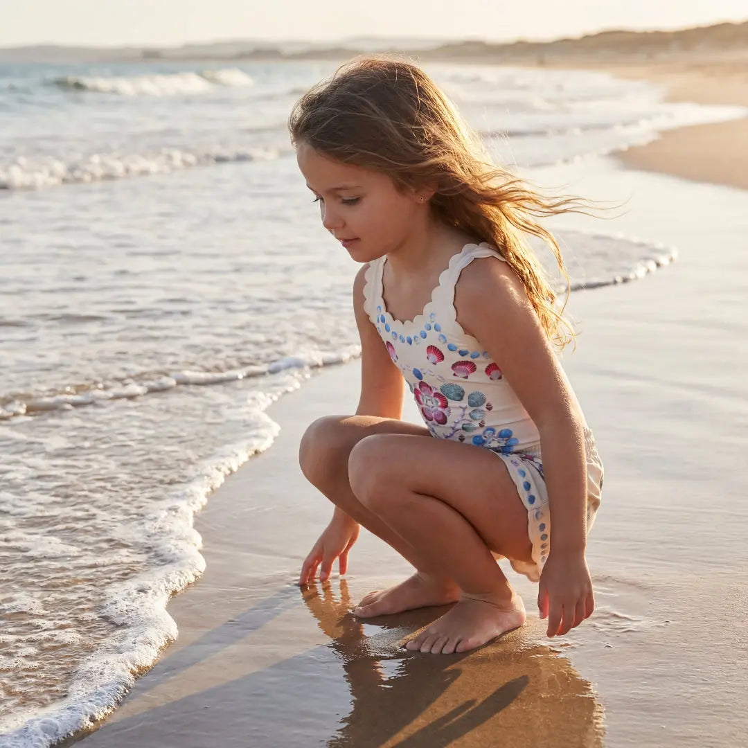 Girls Coastal Shell Swimsuit & Trunks Set Molo