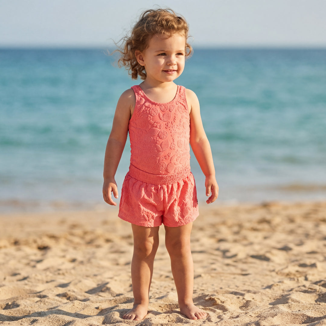 Girls Lemon Quotes Swimsuit & Trunks Set