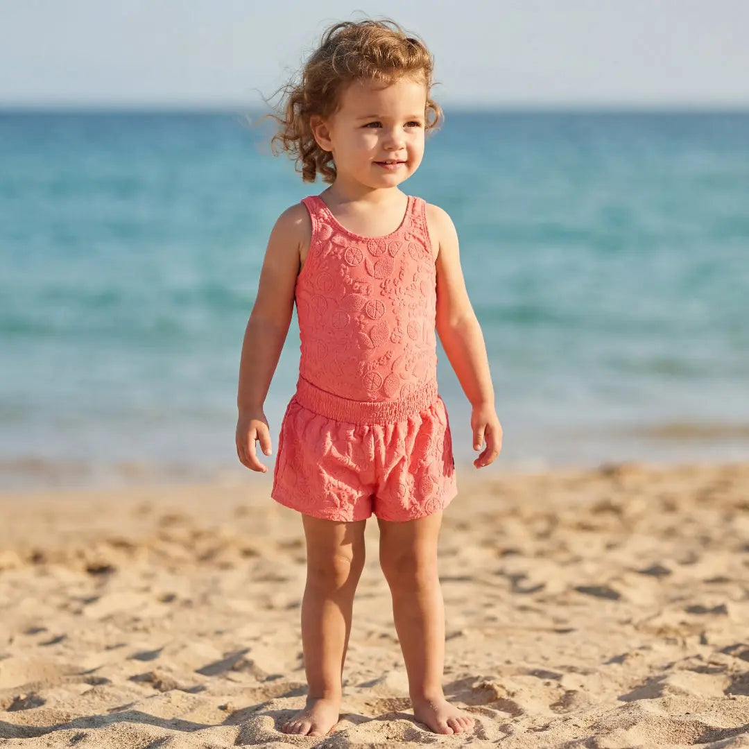 Girls Lemon Quotes Swimsuit & Trunks Set Molo