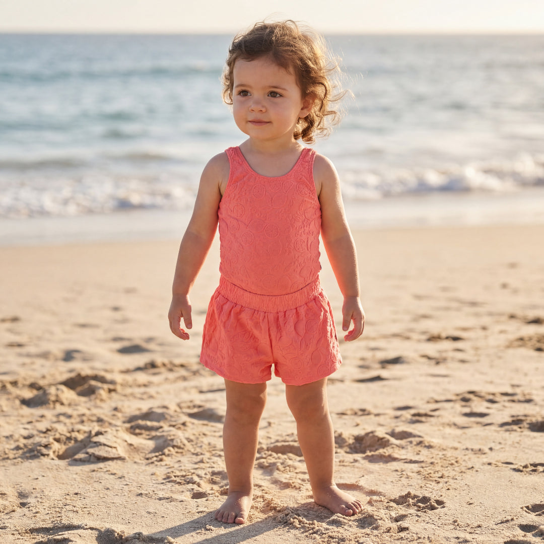 Girls Lemon Quotes Swimsuit & Trunks Set