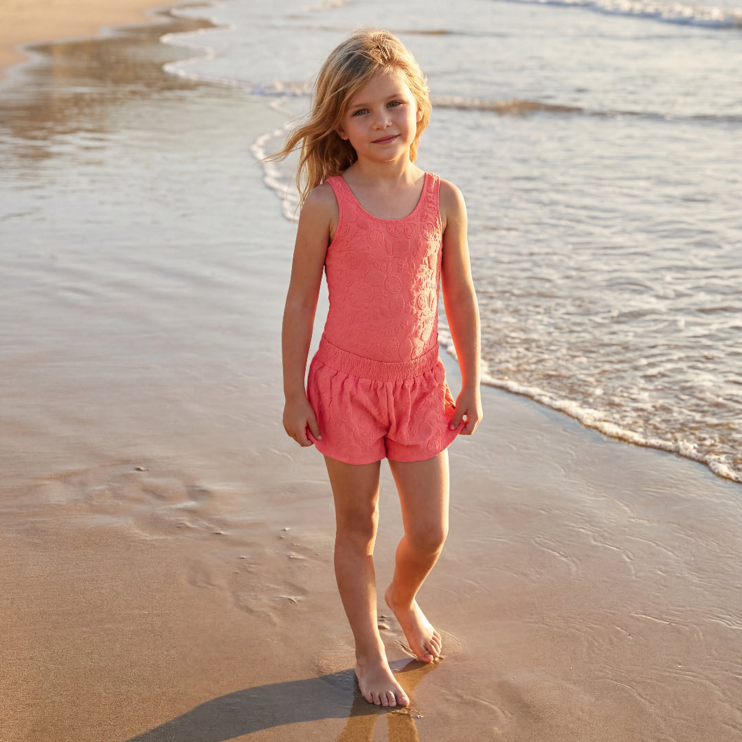 Girls Lemon Quotes Swimsuit & Trunks Set