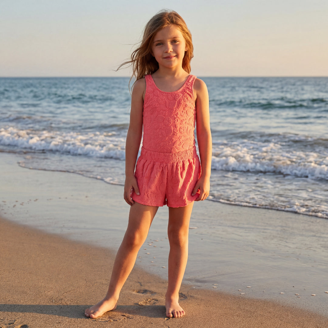 Girls Lemon Quotes Swimsuit & Trunks Set