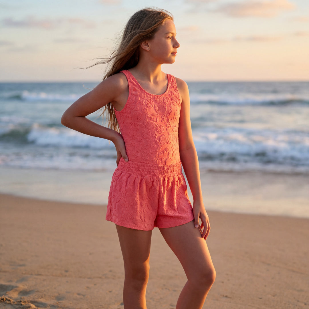 Girls Lemon Quotes Swimsuit & Trunks Set