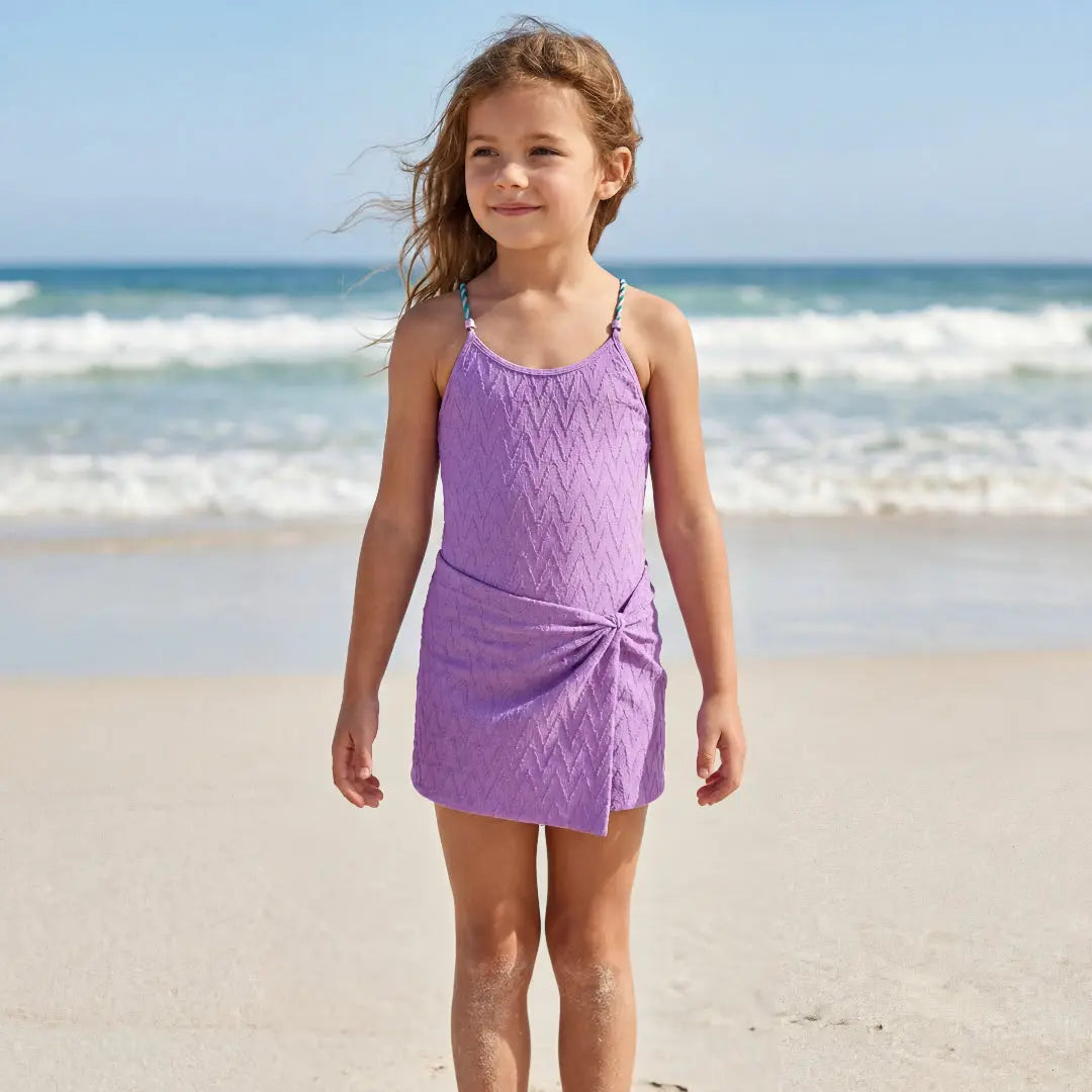 Lavender Chevron Swimsuit & Sarong Set Lison Paris