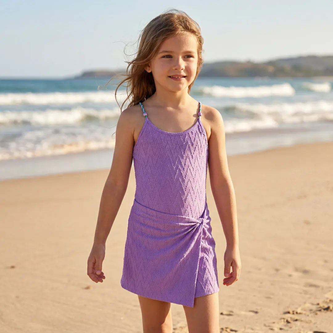 Lavender Chevron Swimsuit & Sarong Set Lison Paris