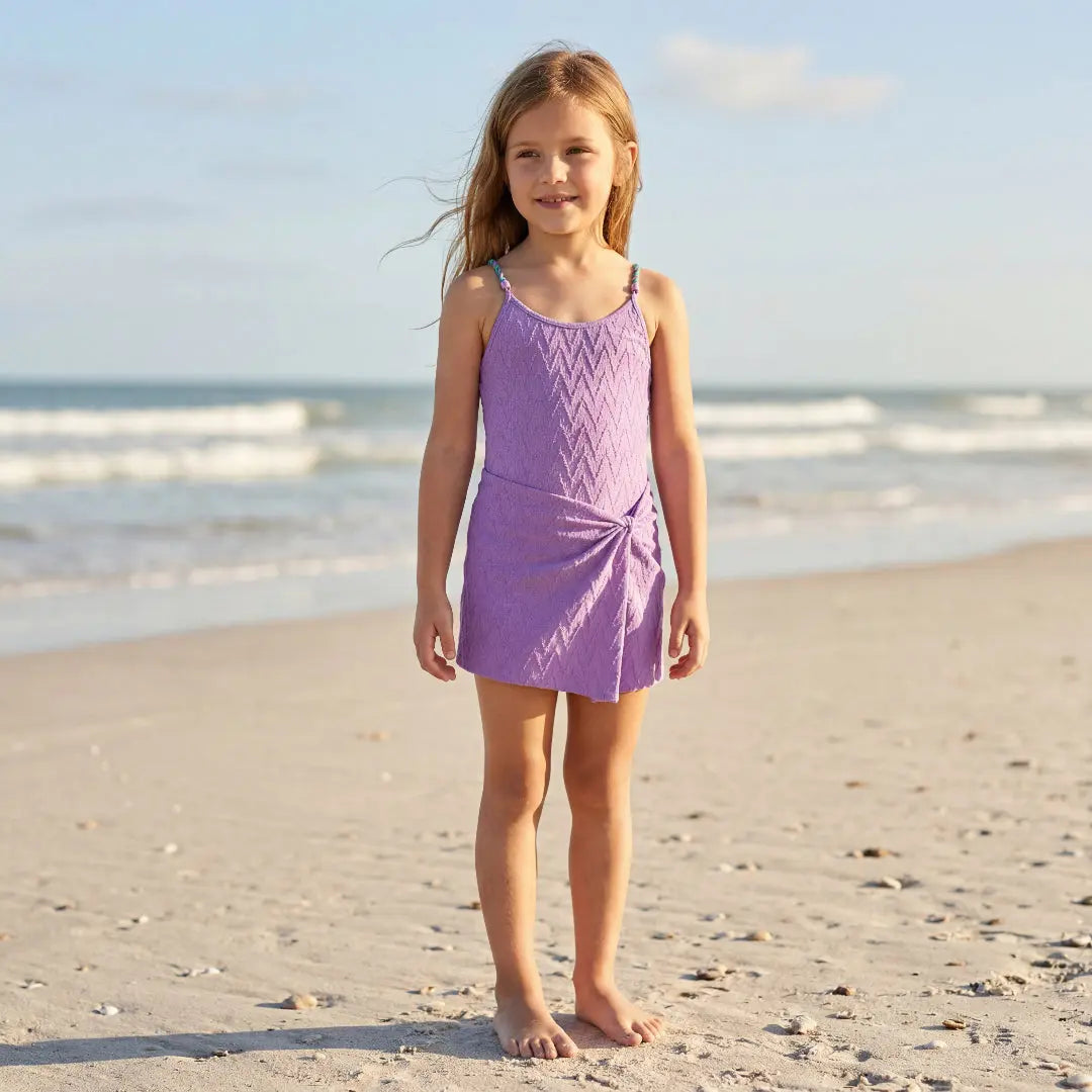 Lavender Chevron Swimsuit & Sarong Set Lison Paris