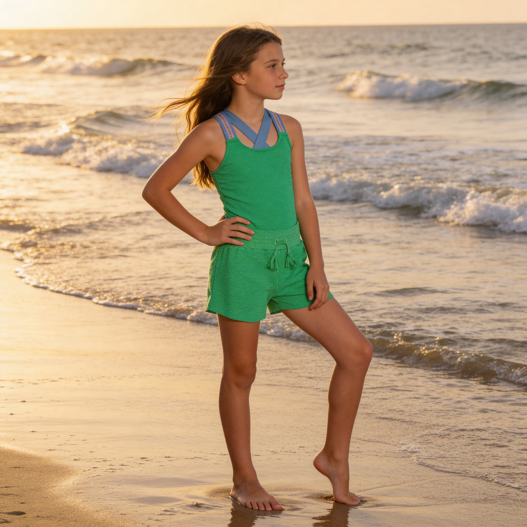 Girls Emerald Shine Swimsuit & Trunks