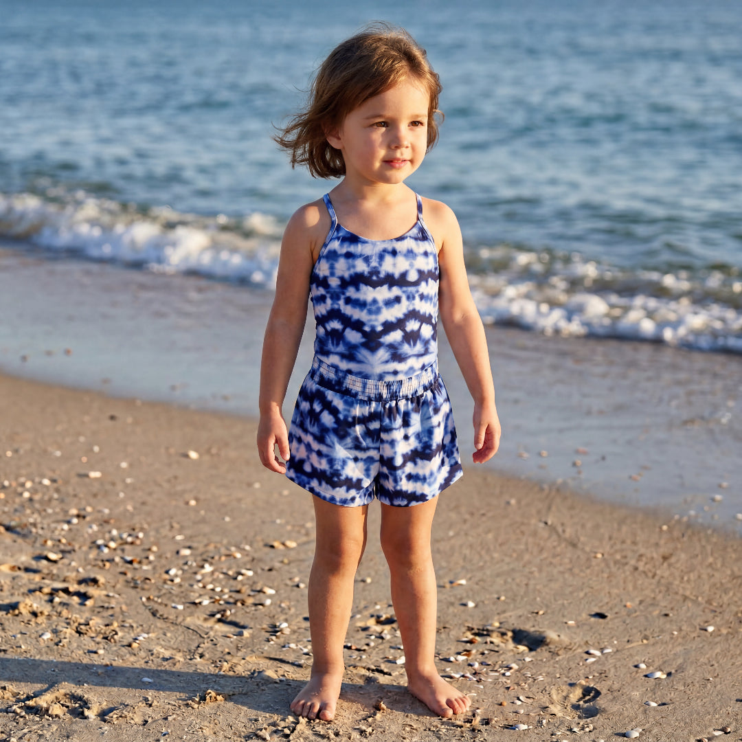 Girls Ocean Tie-Dye Swimsuit & Trunks Set