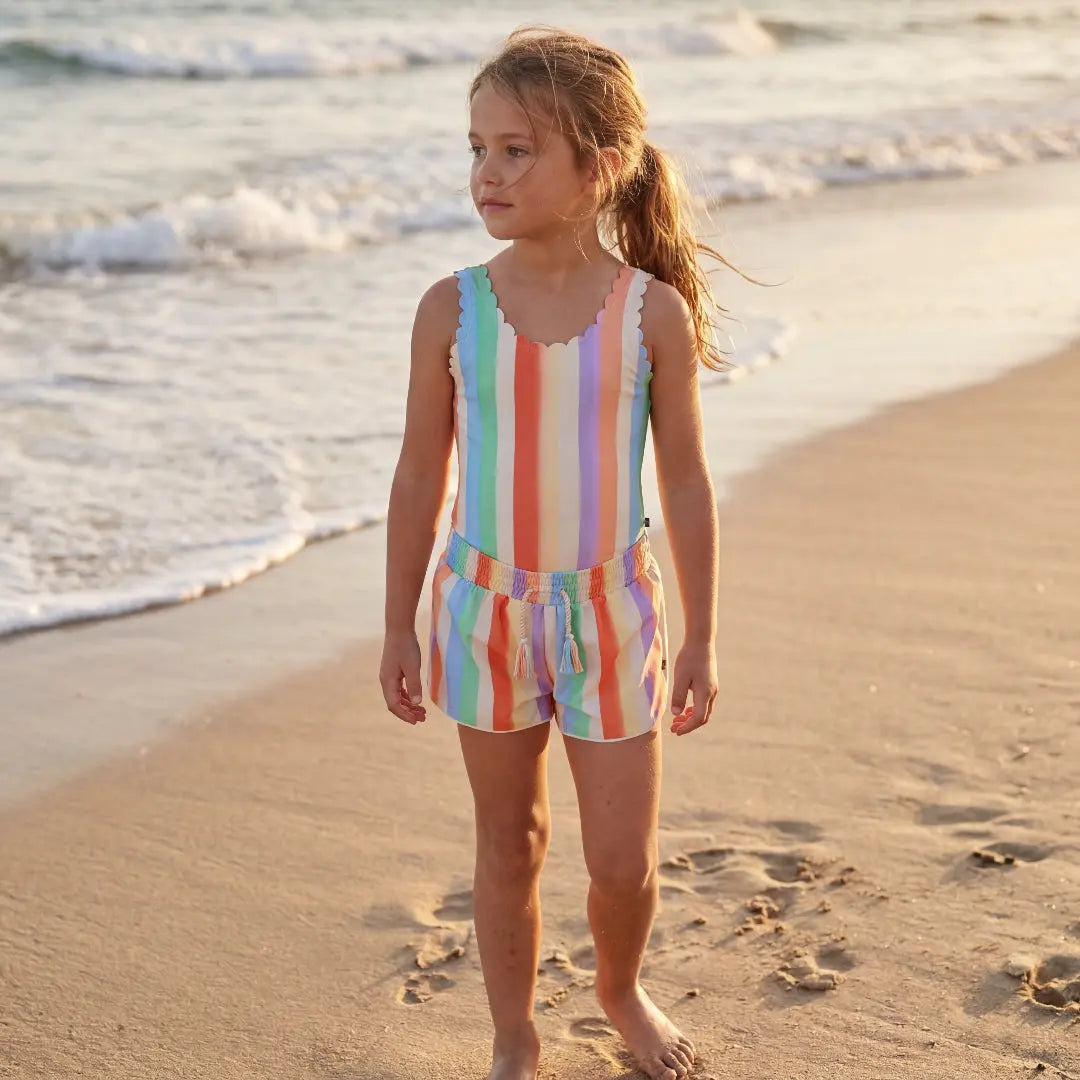 Girls Sunset Stripe Swimsuit & Trunks Set Molo