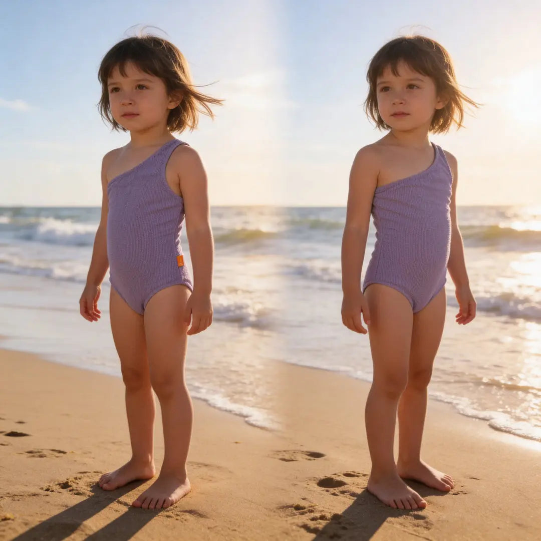 Girls One-Shoulder Purple Glo Swimsuit Molo