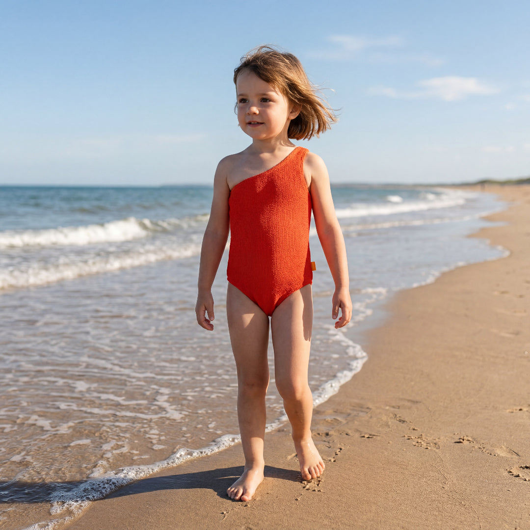 Girls One-Shoulder Strawberry Hot Swimsuit
