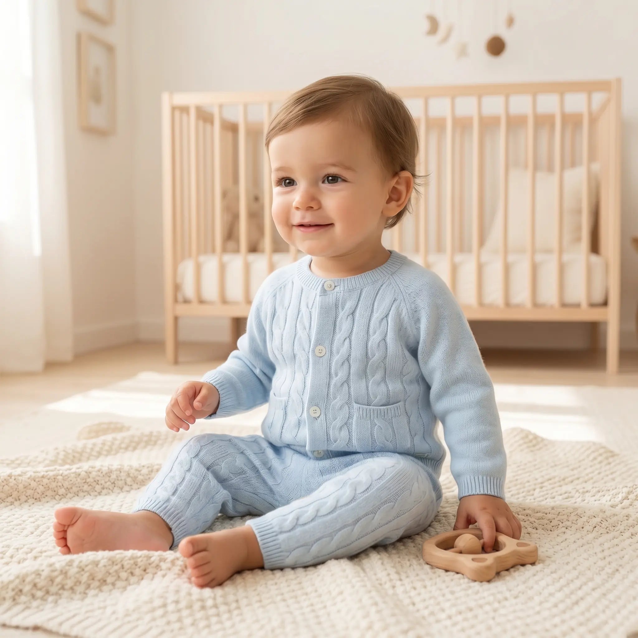 Wool Cashmere Baby Set - Sky Blue TARTINE ET CHOCOLAT