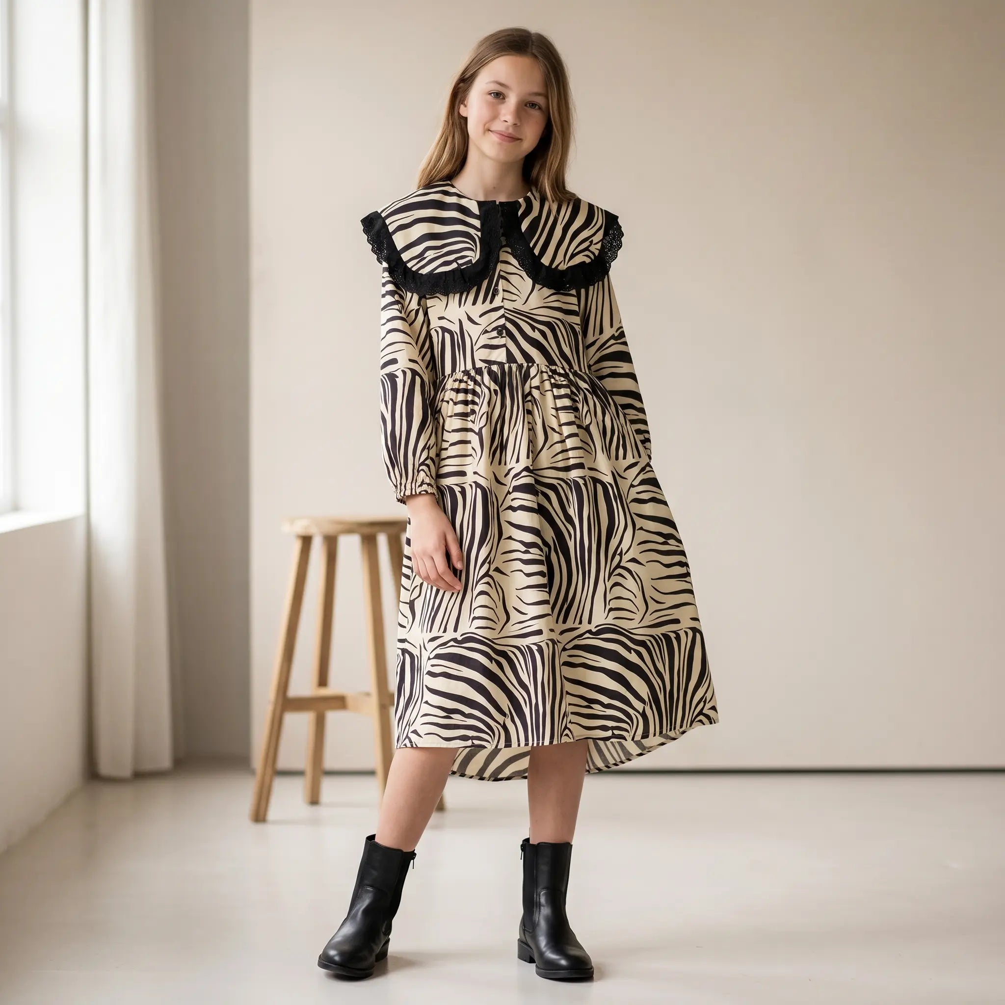 Zebra Black Dress WOLF & RITA