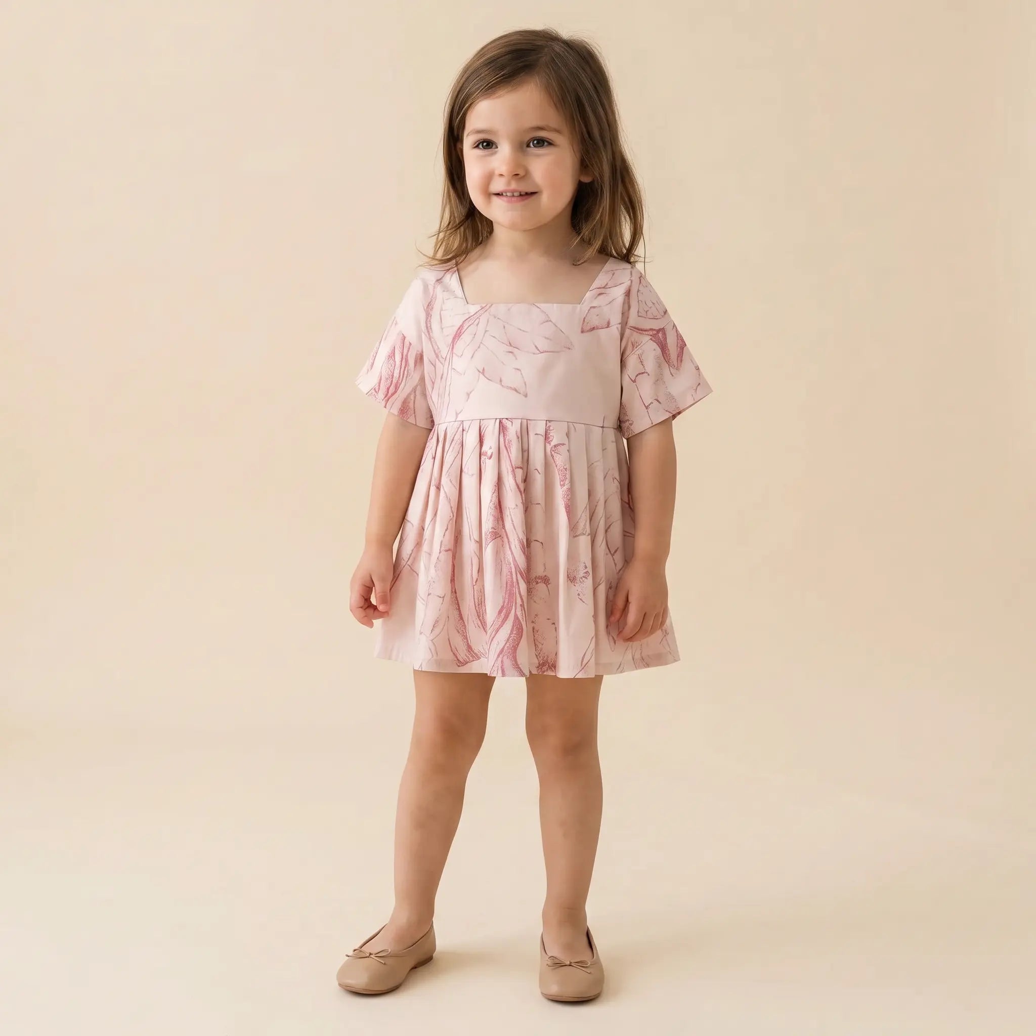 Pink Almonds Cotton Loose-Dress MIMOOKIDS BARCELONA