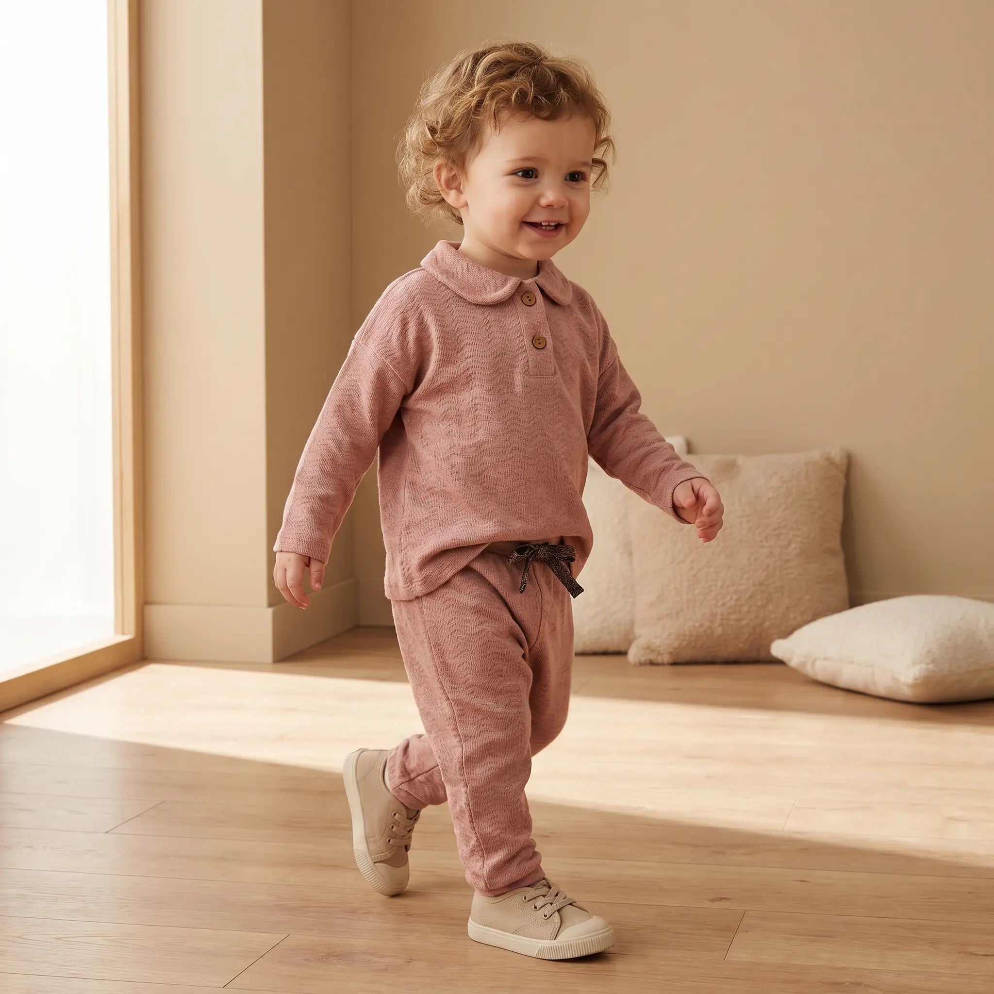 Double Wave Polo Shirt & Joggers - Old Pink BEANS BARCELONA