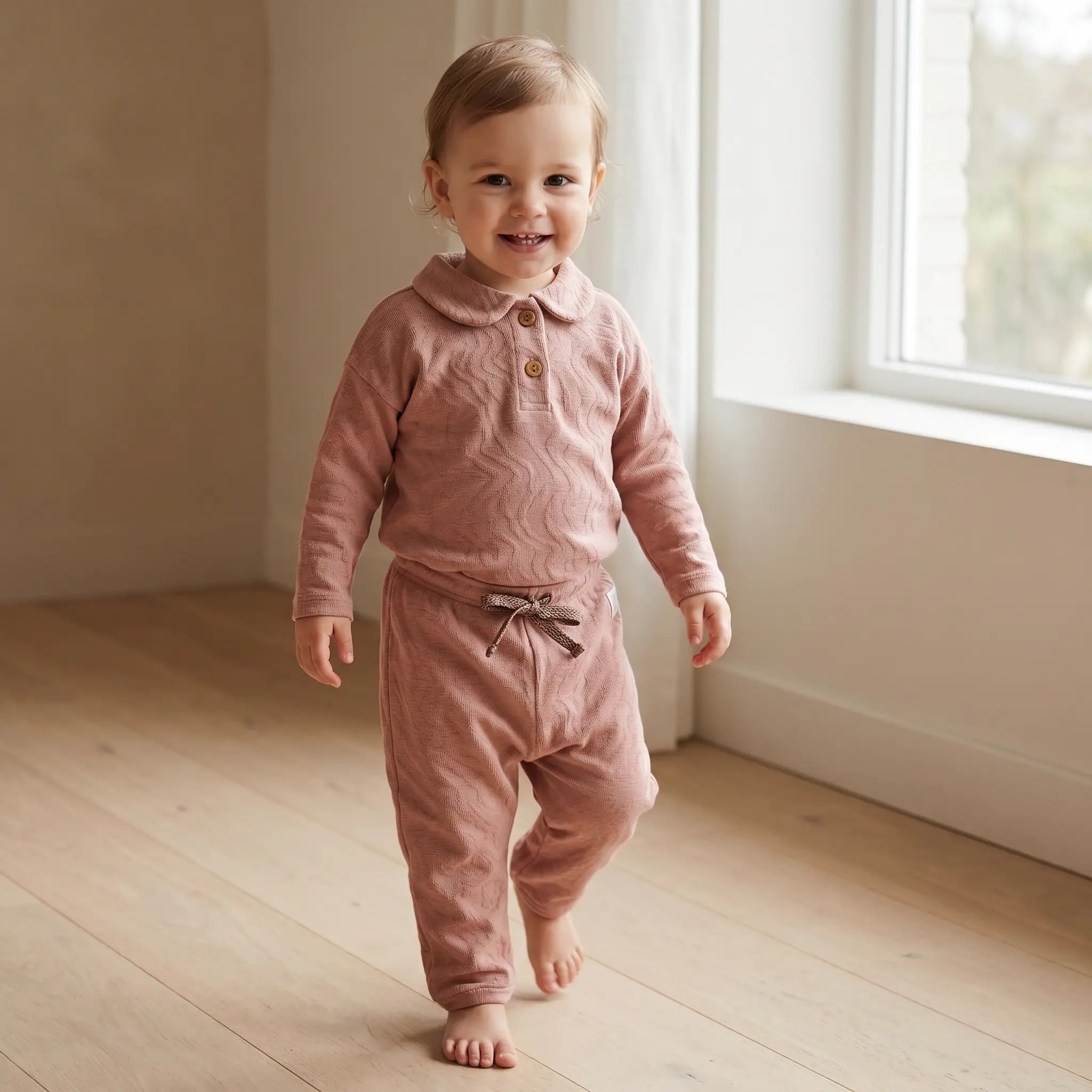Double Wave Polo Shirt & Joggers - Old Pink BEANS BARCELONA