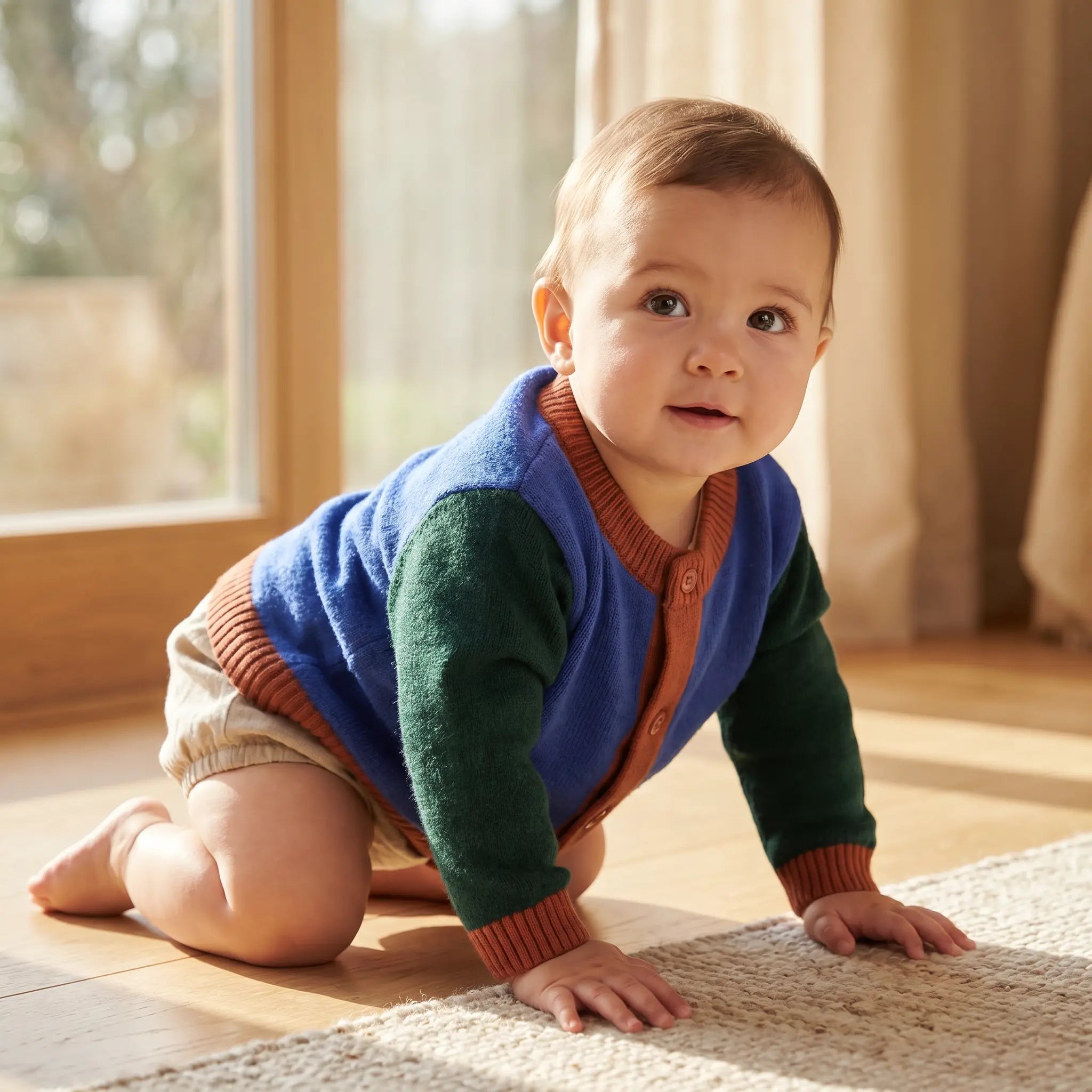 Color Block Baby Cardigan - Indigo TINYCOTTONS