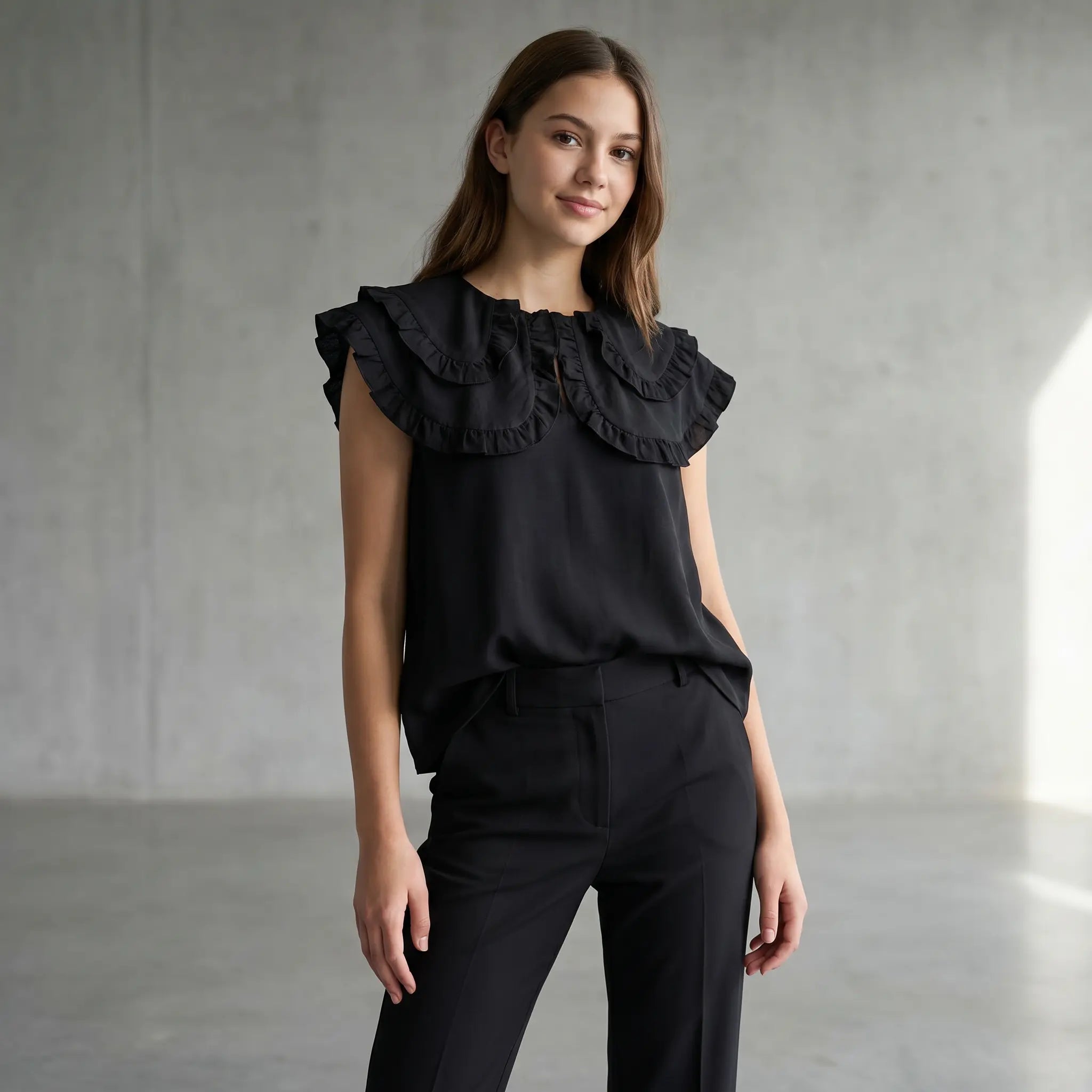Clarissa Black Woven Blouse WOLF & RITA
