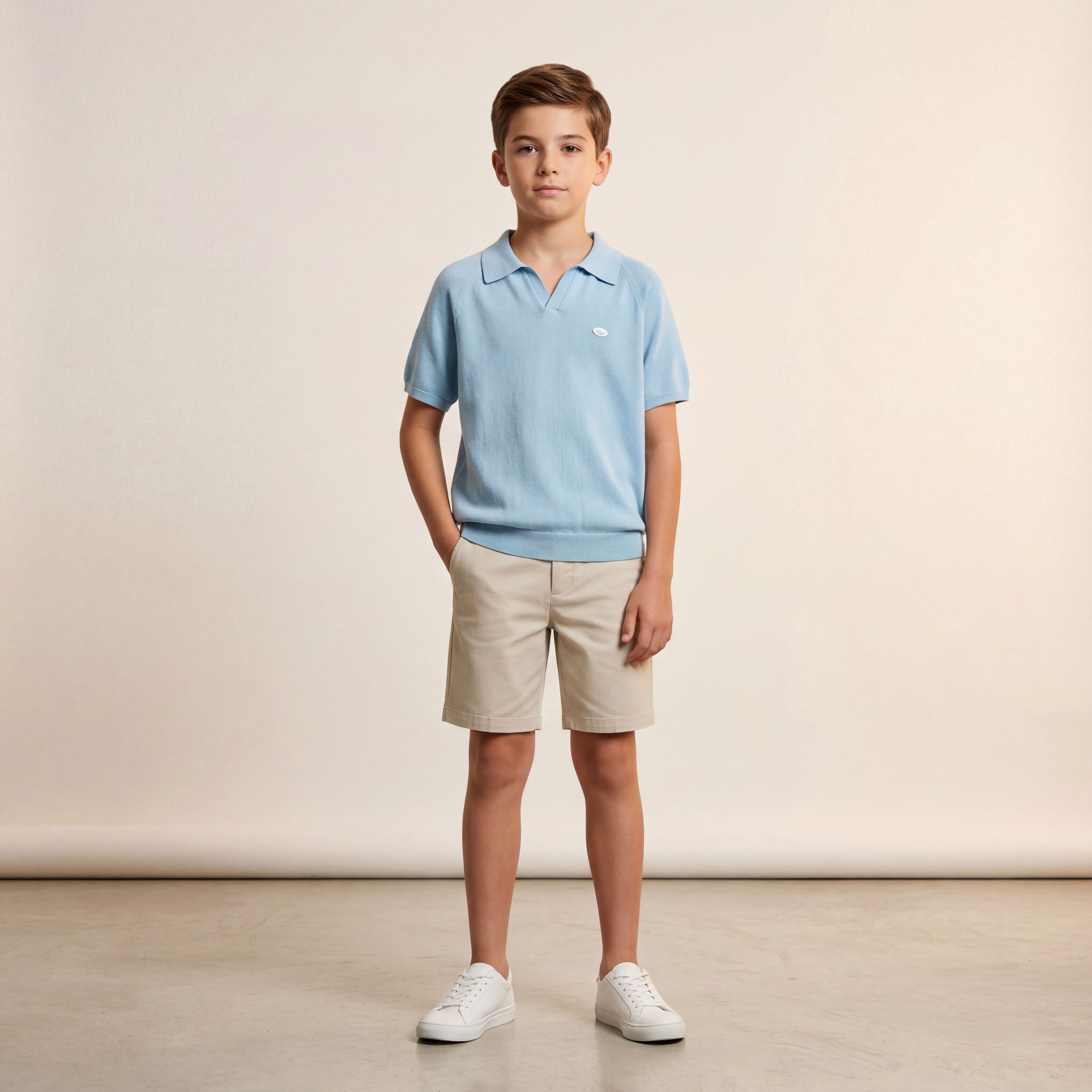 Boys Blue Knit Polo Shirt