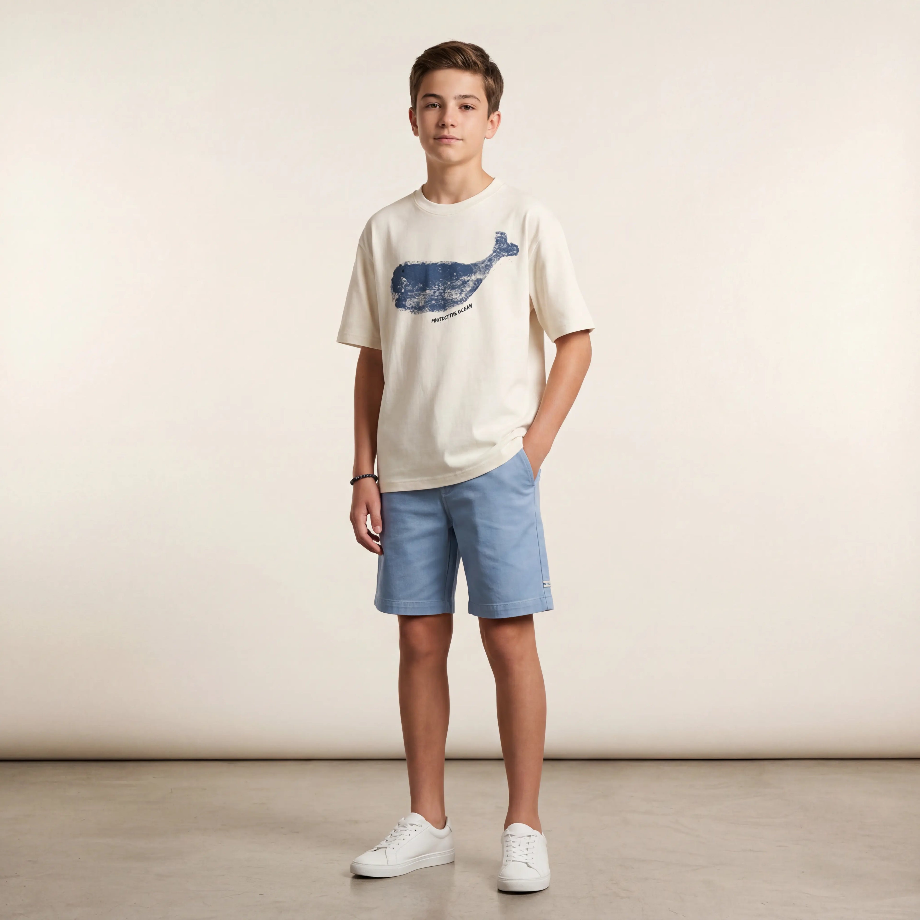 Boys White Whale Graphic T-Shirt Sol Vera