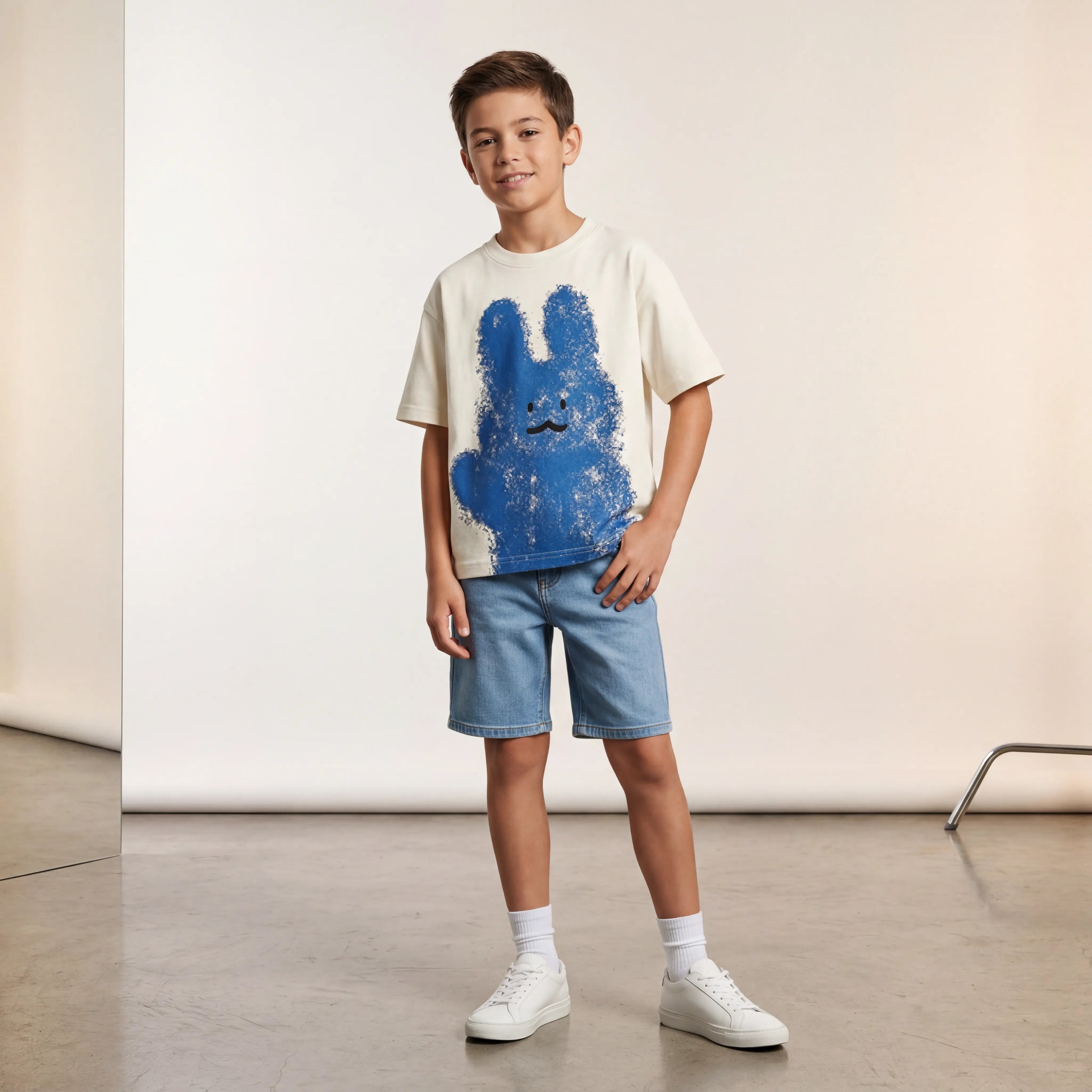 Boys White Bunny Graphic T-Shirt Sol Vera