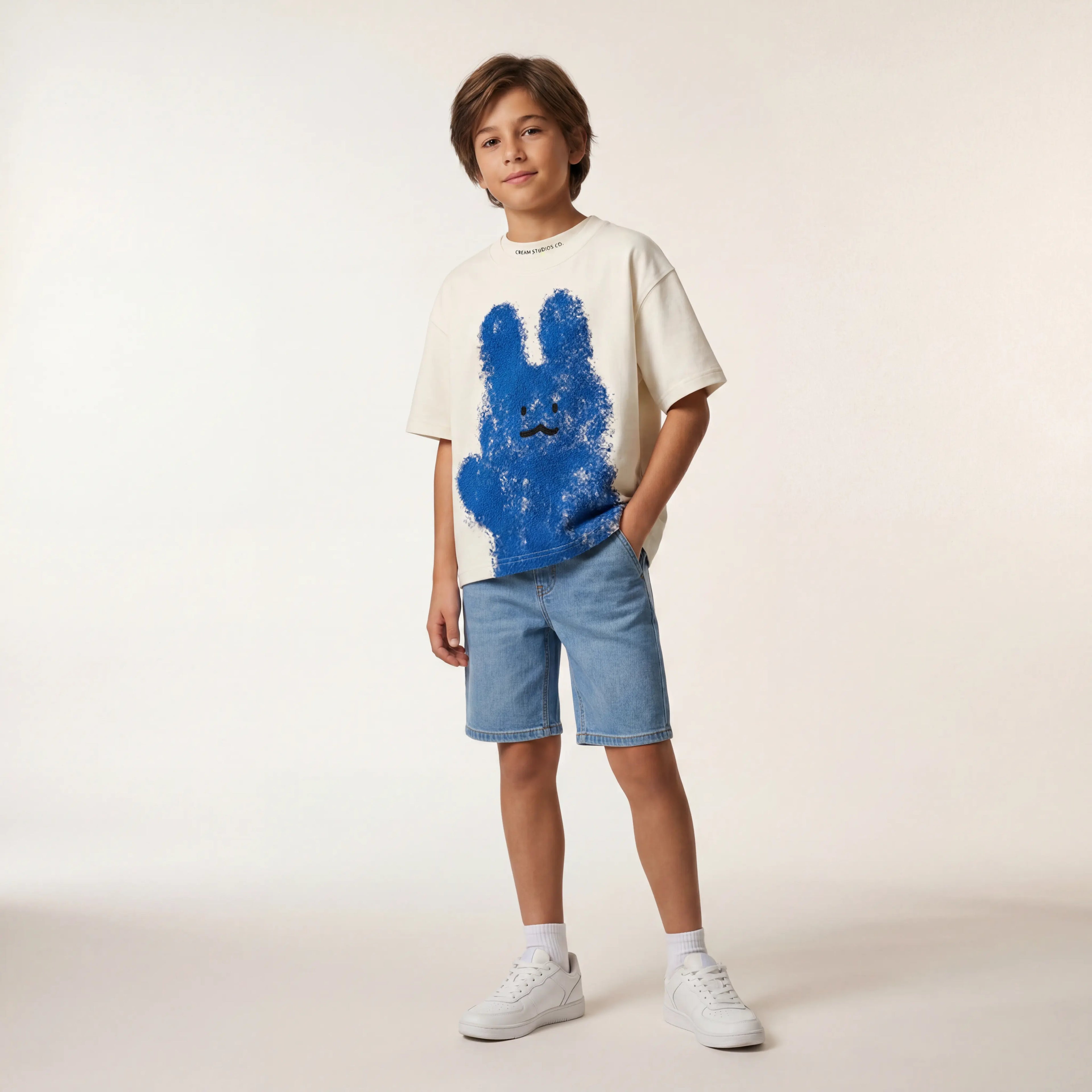 Boys White Bunny Graphic T-Shirt Sol Vera