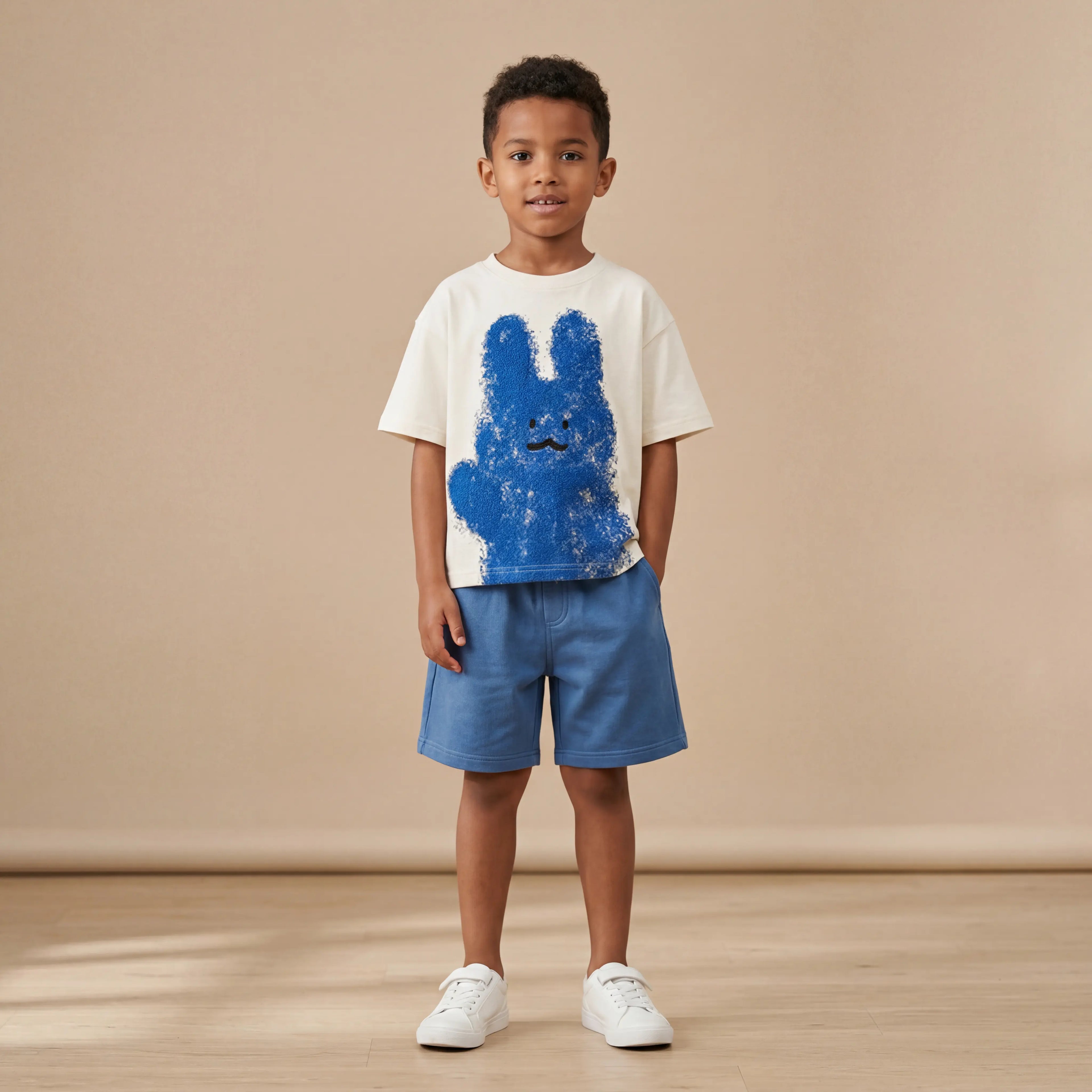 Boys White Bunny Graphic T-Shirt Sol Vera
