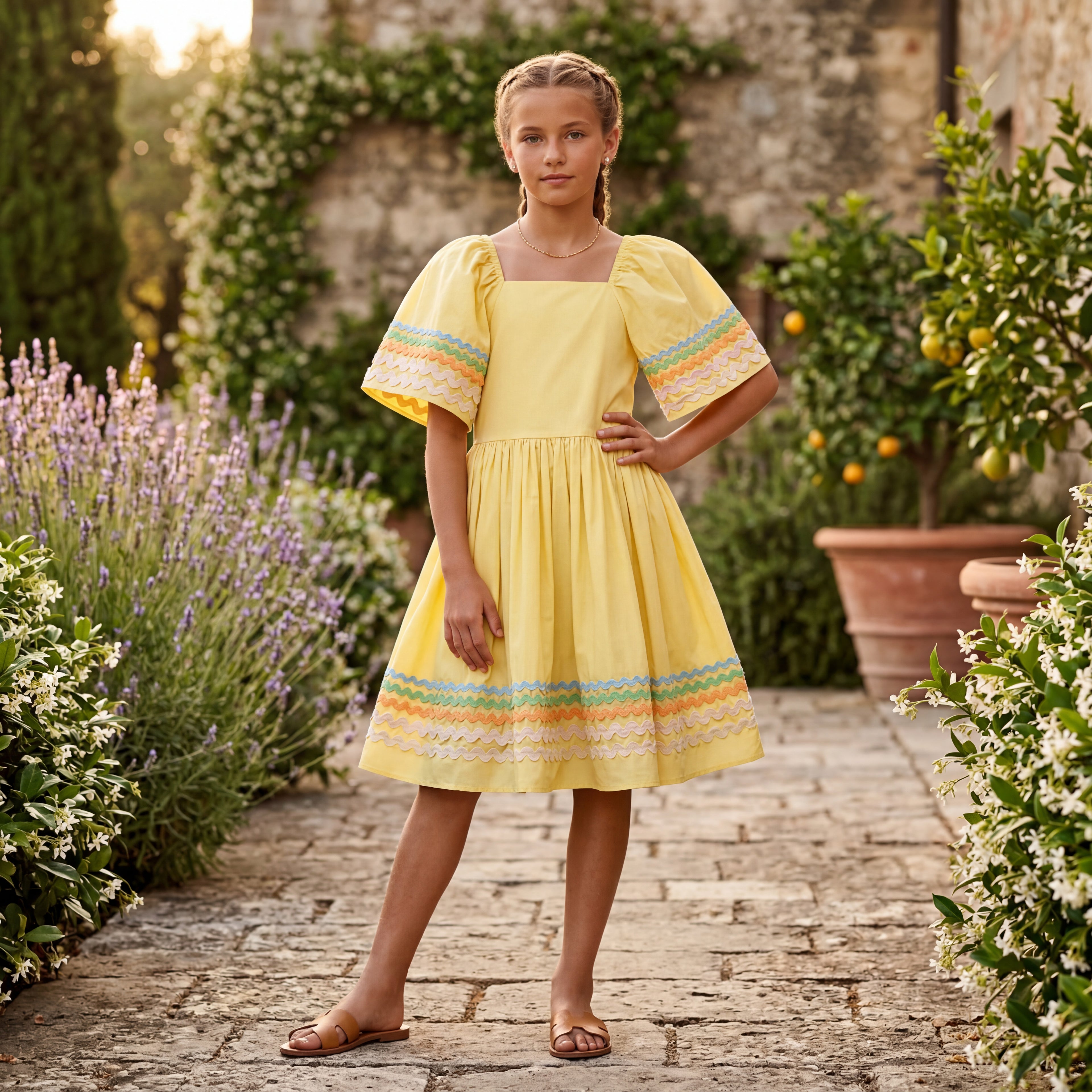 Girls Sunshine Wave Organic Cotton Dress