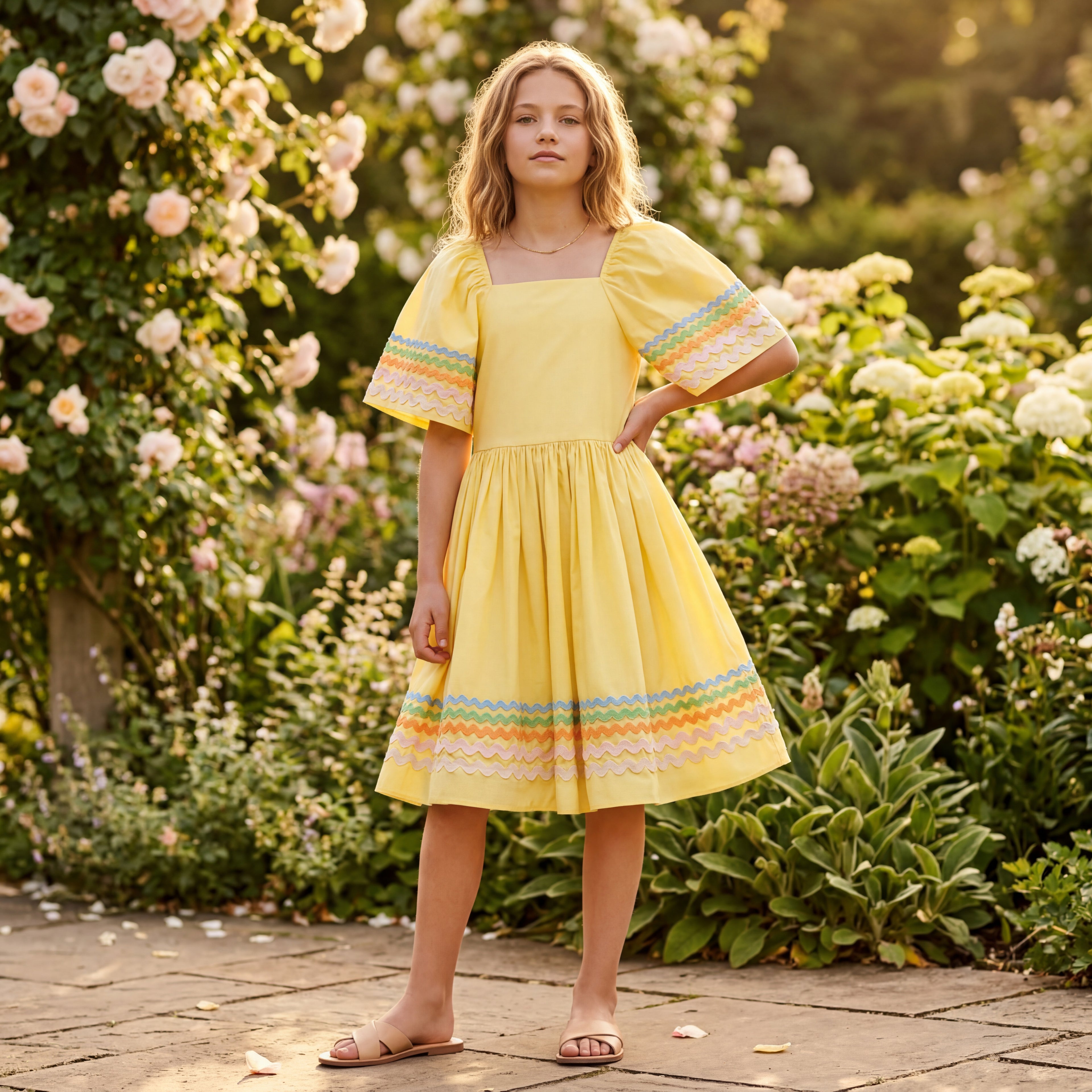 Girls Sunshine Wave Organic Cotton Dress
