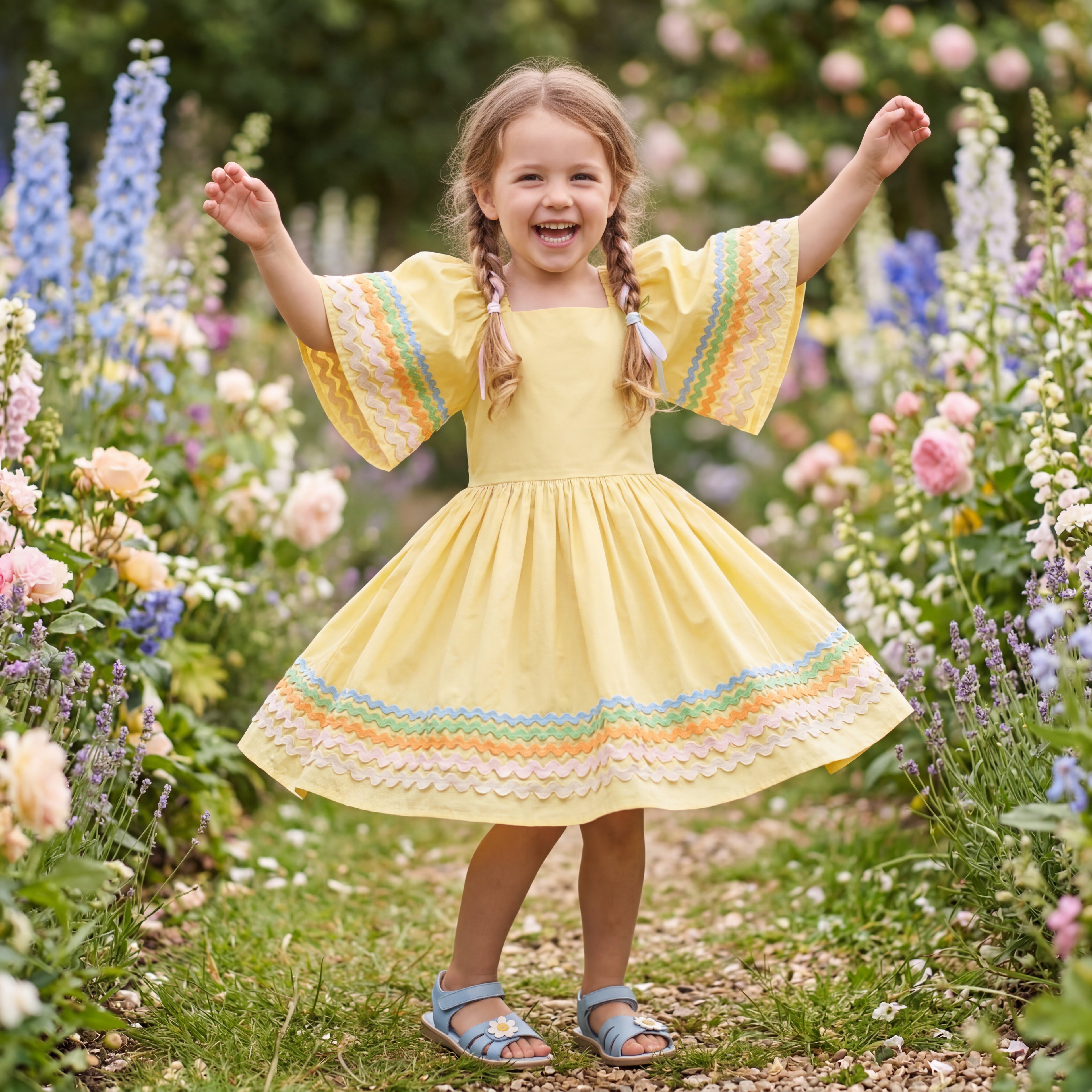 Girls Sunshine Wave Organic Cotton Dress