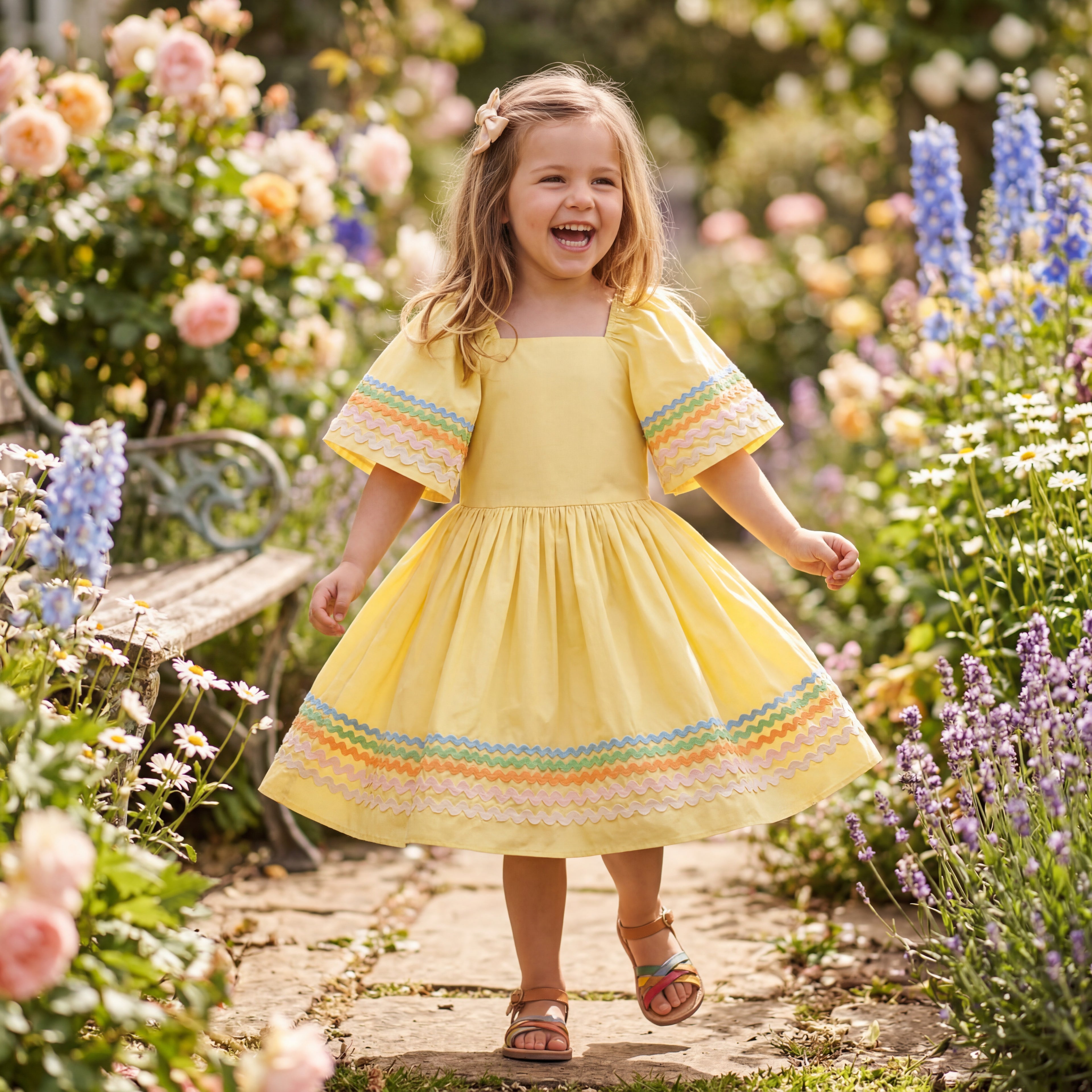 Girls Sunshine Wave Organic Cotton Dress