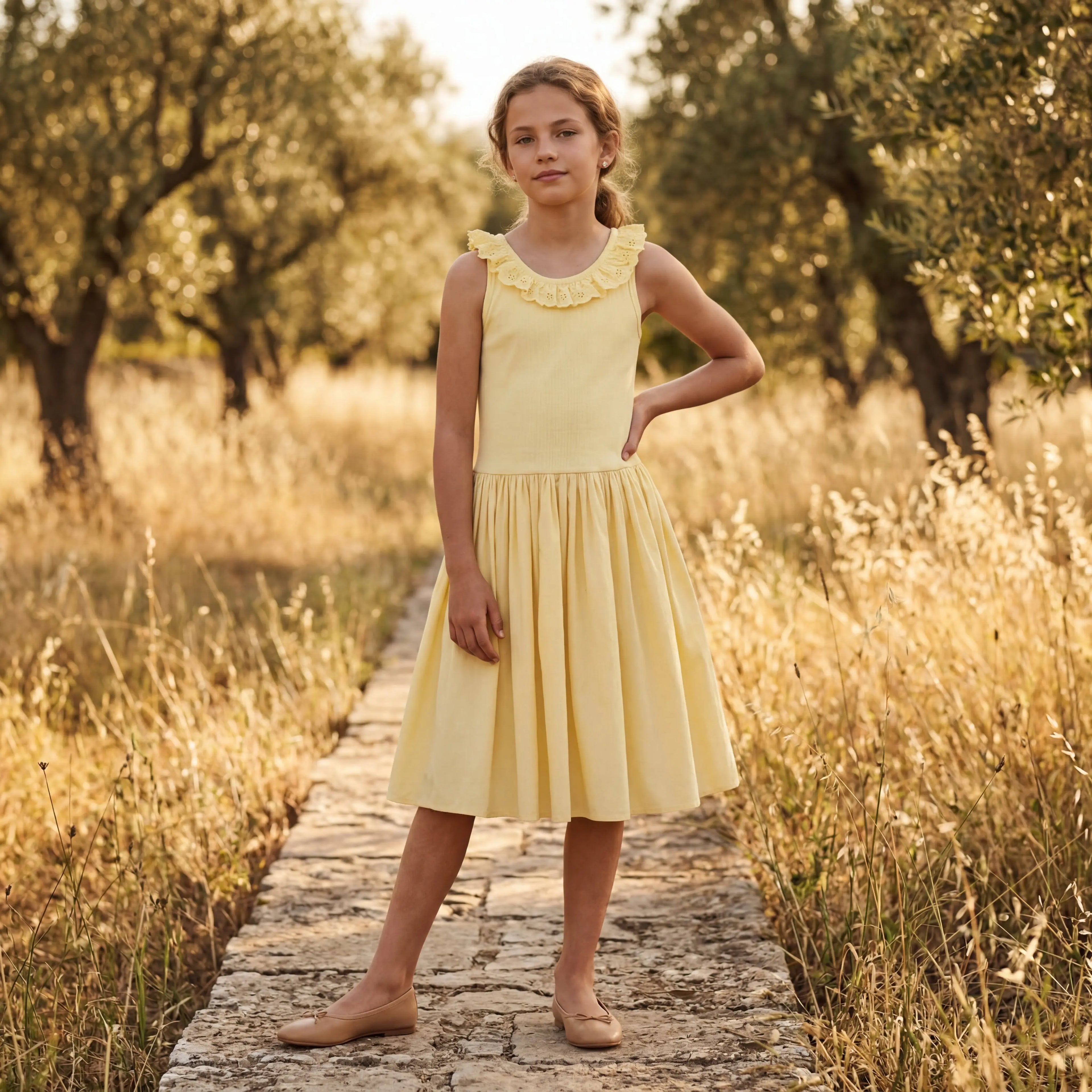 Girls Sun Bleached Organic Cotton Dress Molo