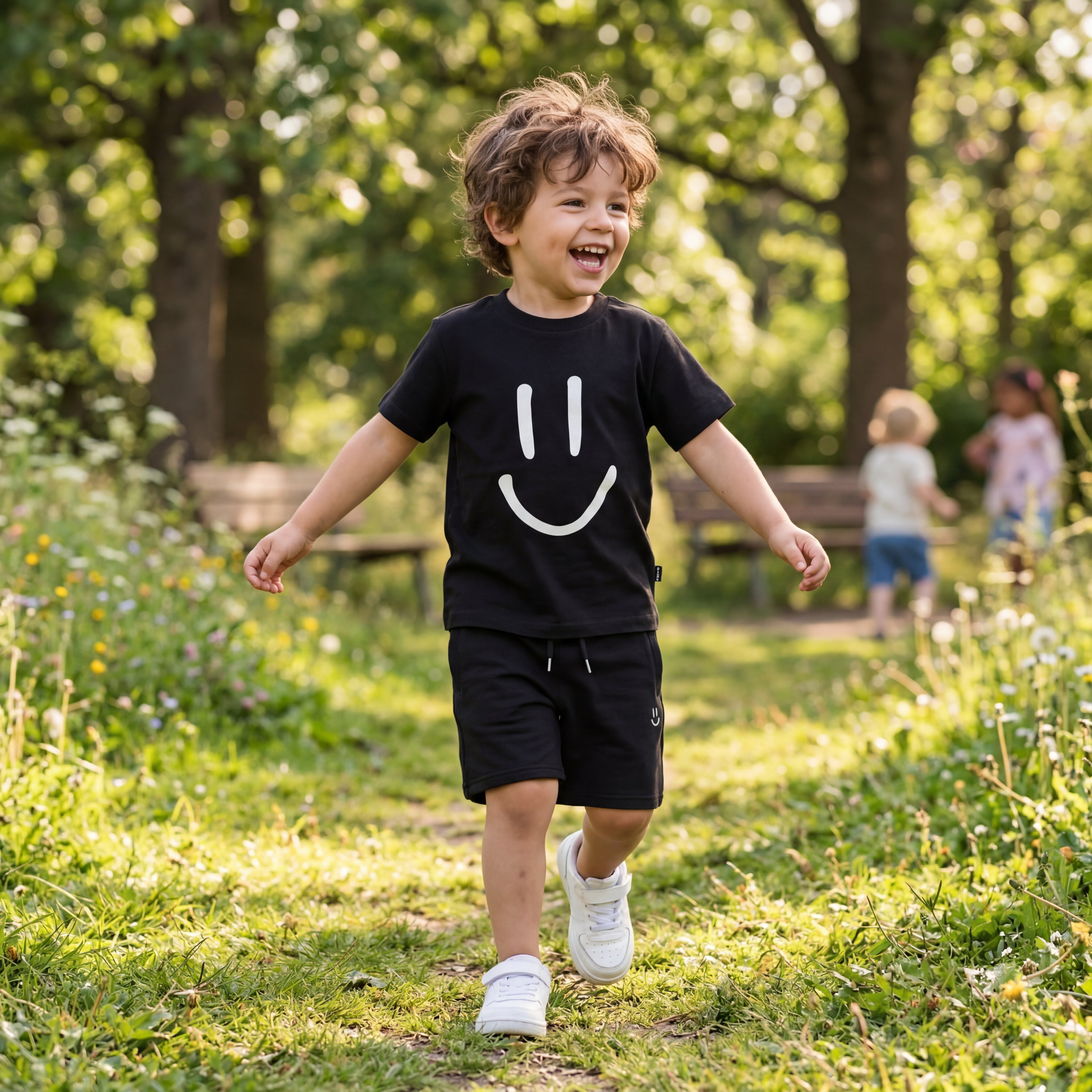 Boys Black Organic Cotton T-Shirt & Shorts Set