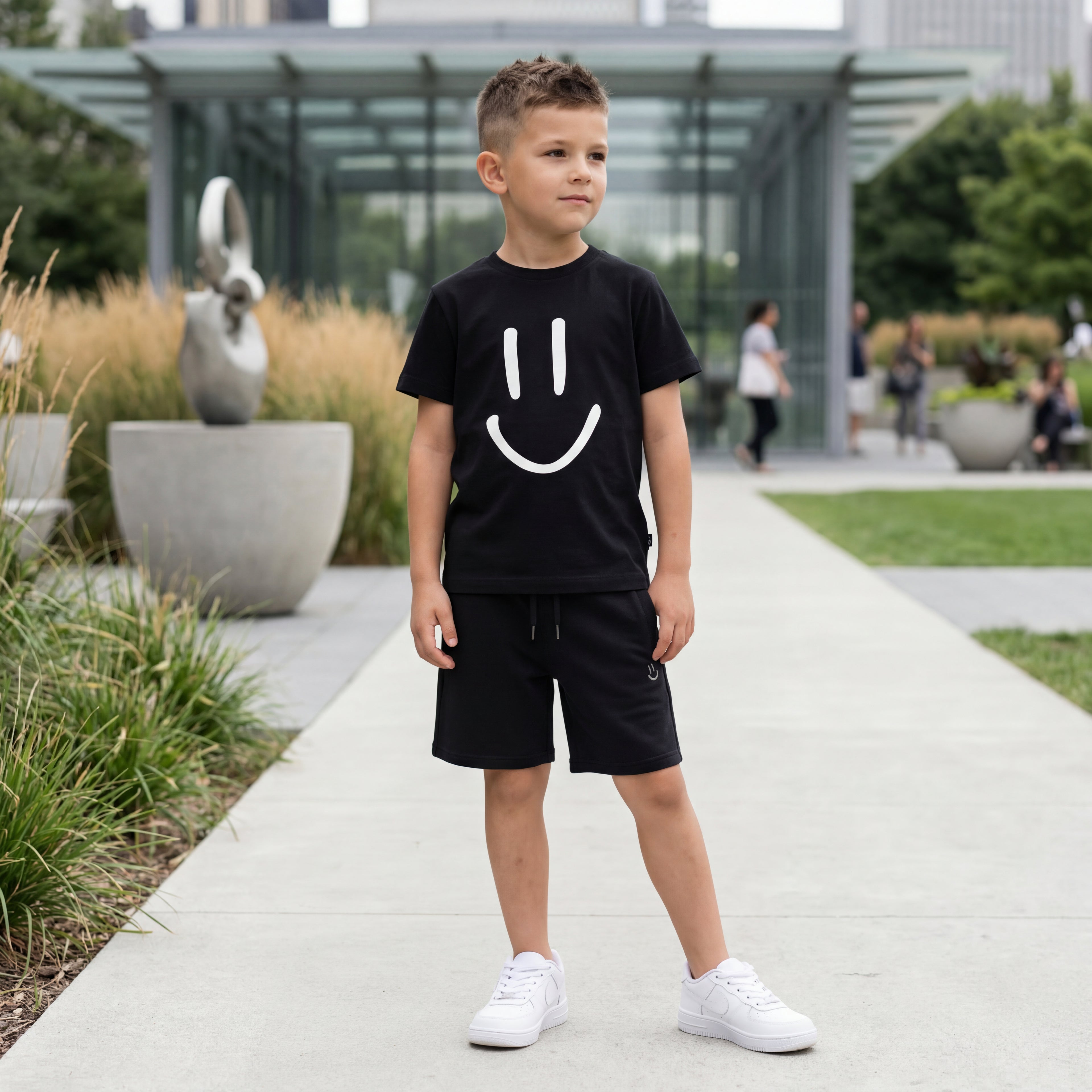 Boys Black Organic Cotton T-Shirt & Shorts Set