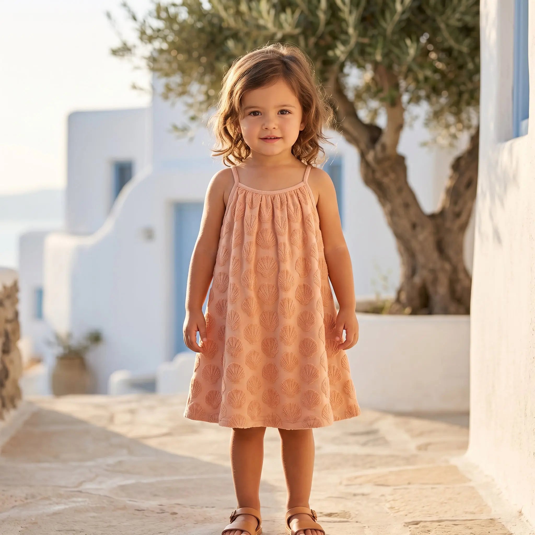 Girls Shell Coral Embossed Terry Dress YELL OH!