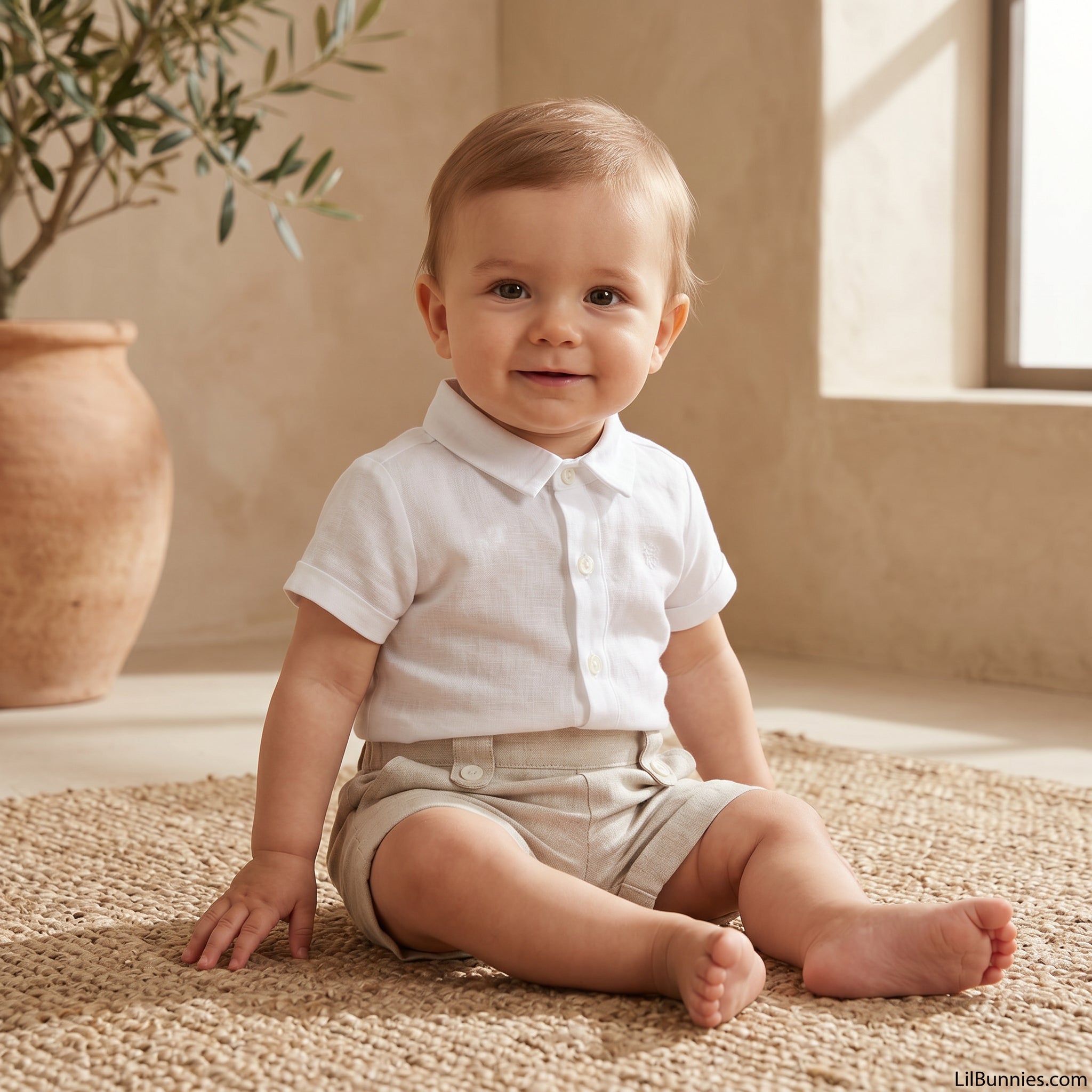 Boys White Linen Shirt
