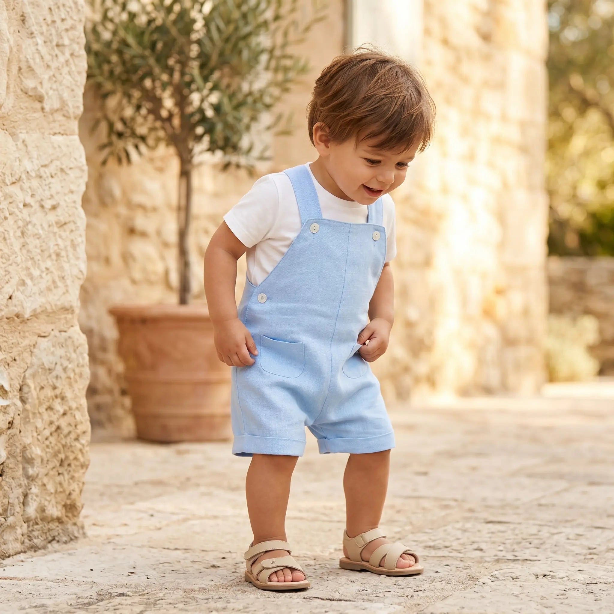 Boys Blue Cloud Linen Ceremony Jumpsuit TARTINE ET CHOCOLAT