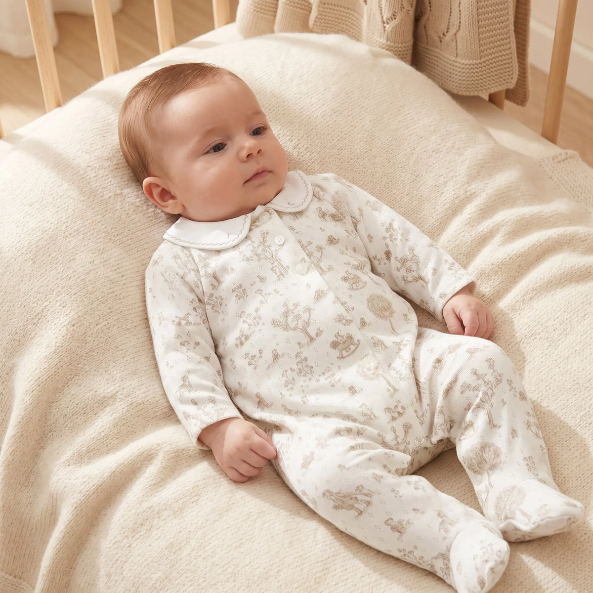 Baby Ecru Fantasy Garden Cotton Romper TARTINE ET CHOCOLAT