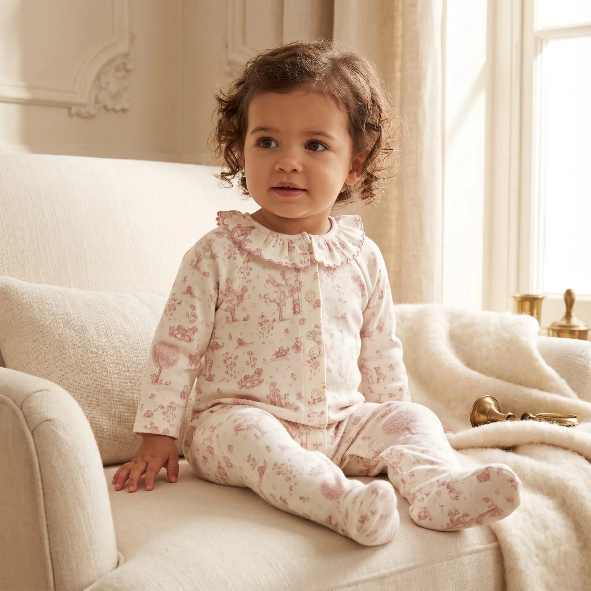 Baby Girls Pink Fantasy Garden Cotton Romper TARTINE ET CHOCOLAT