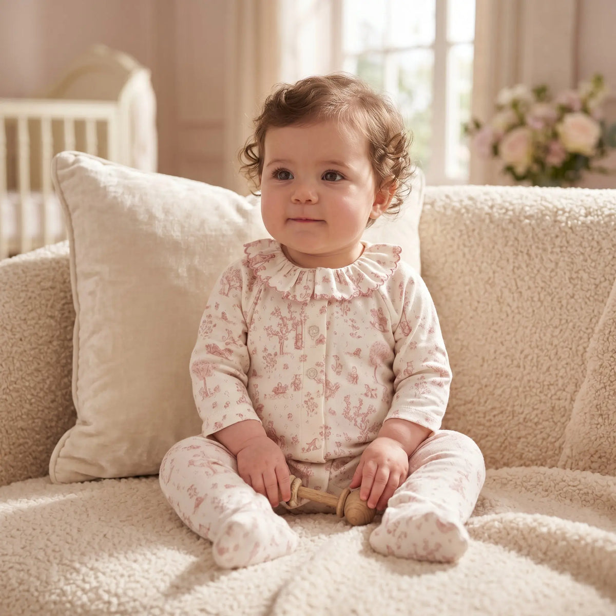 Baby Girls Pink Fantasy Garden Cotton Romper TARTINE ET CHOCOLAT