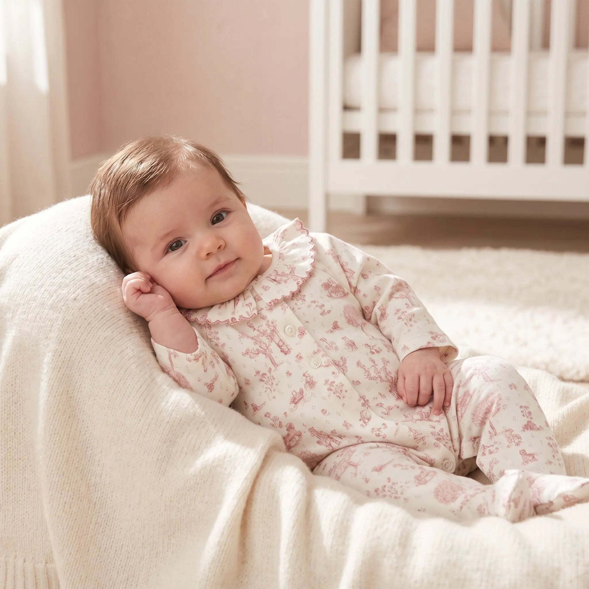 Baby Girls Pink Fantasy Garden Cotton Romper TARTINE ET CHOCOLAT
