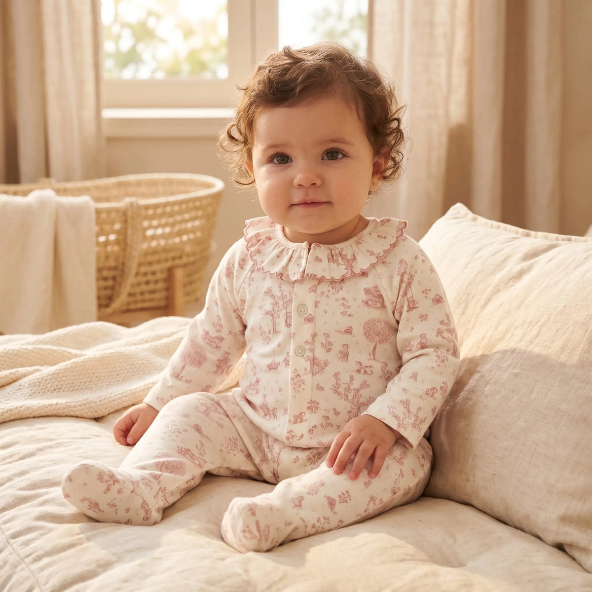 Baby Girls Pink Fantasy Garden Cotton Romper TARTINE ET CHOCOLAT