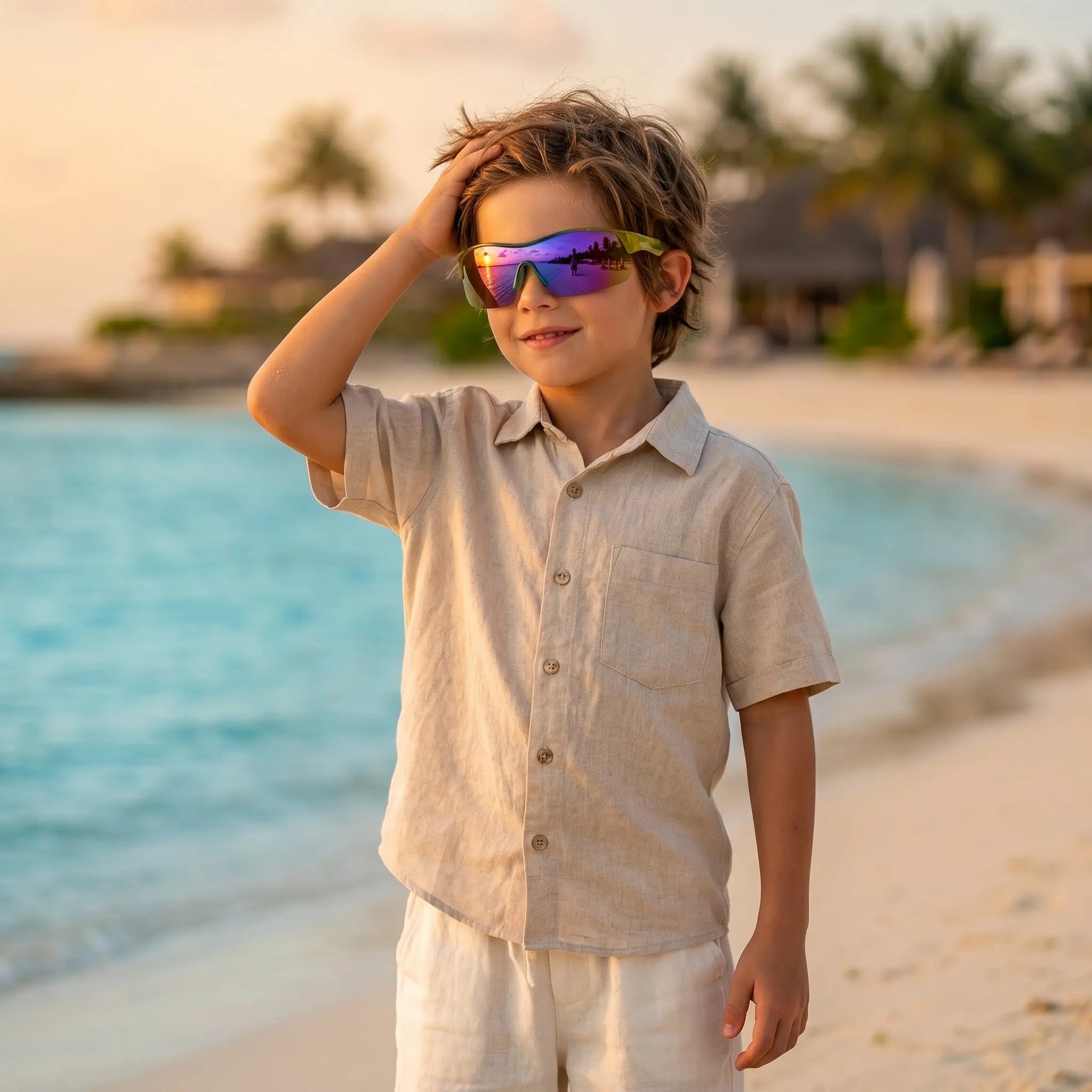 Boys Surf Pond Green Sport Sunglasses Molo