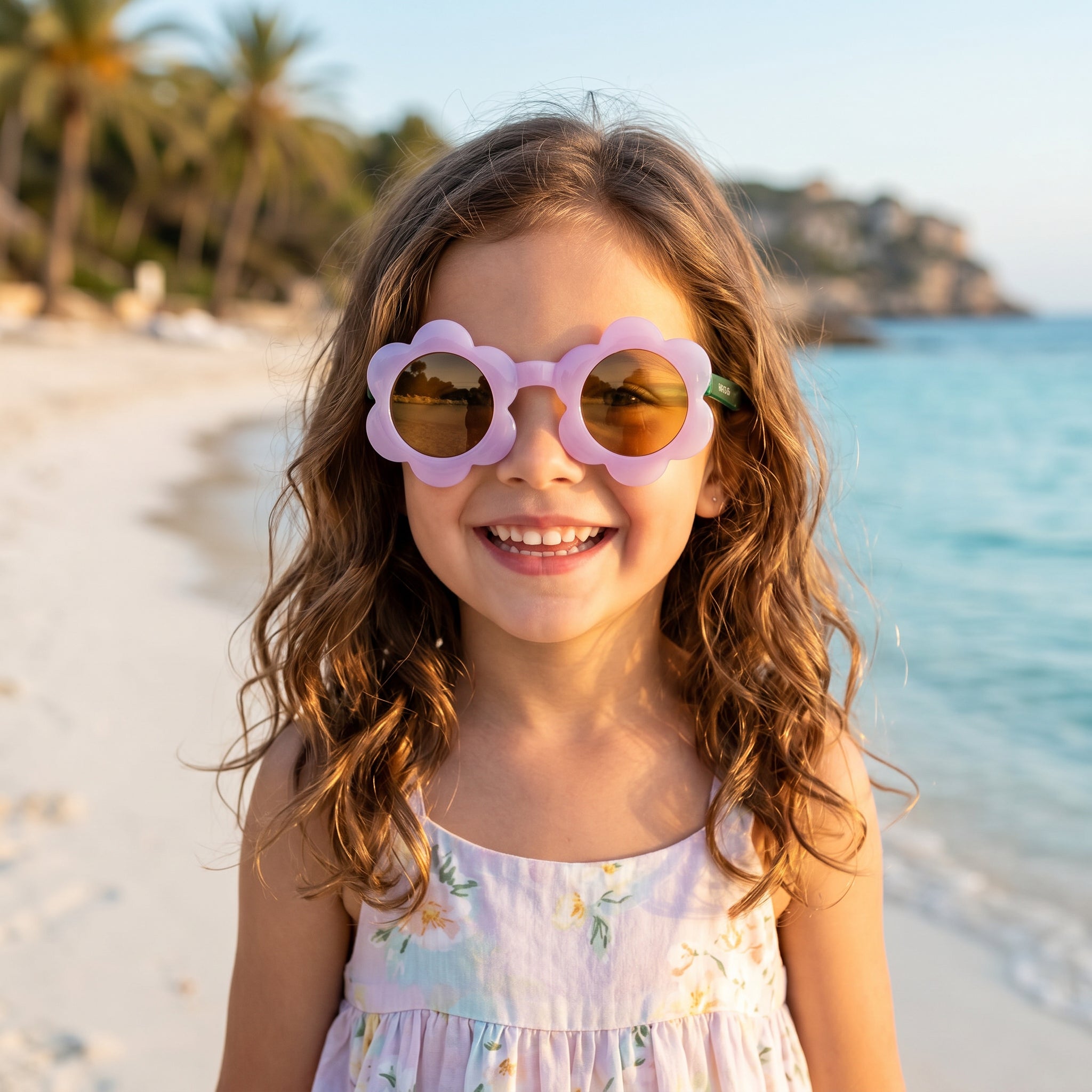 Girls Soleil Pink Glace Flower Sunglasses