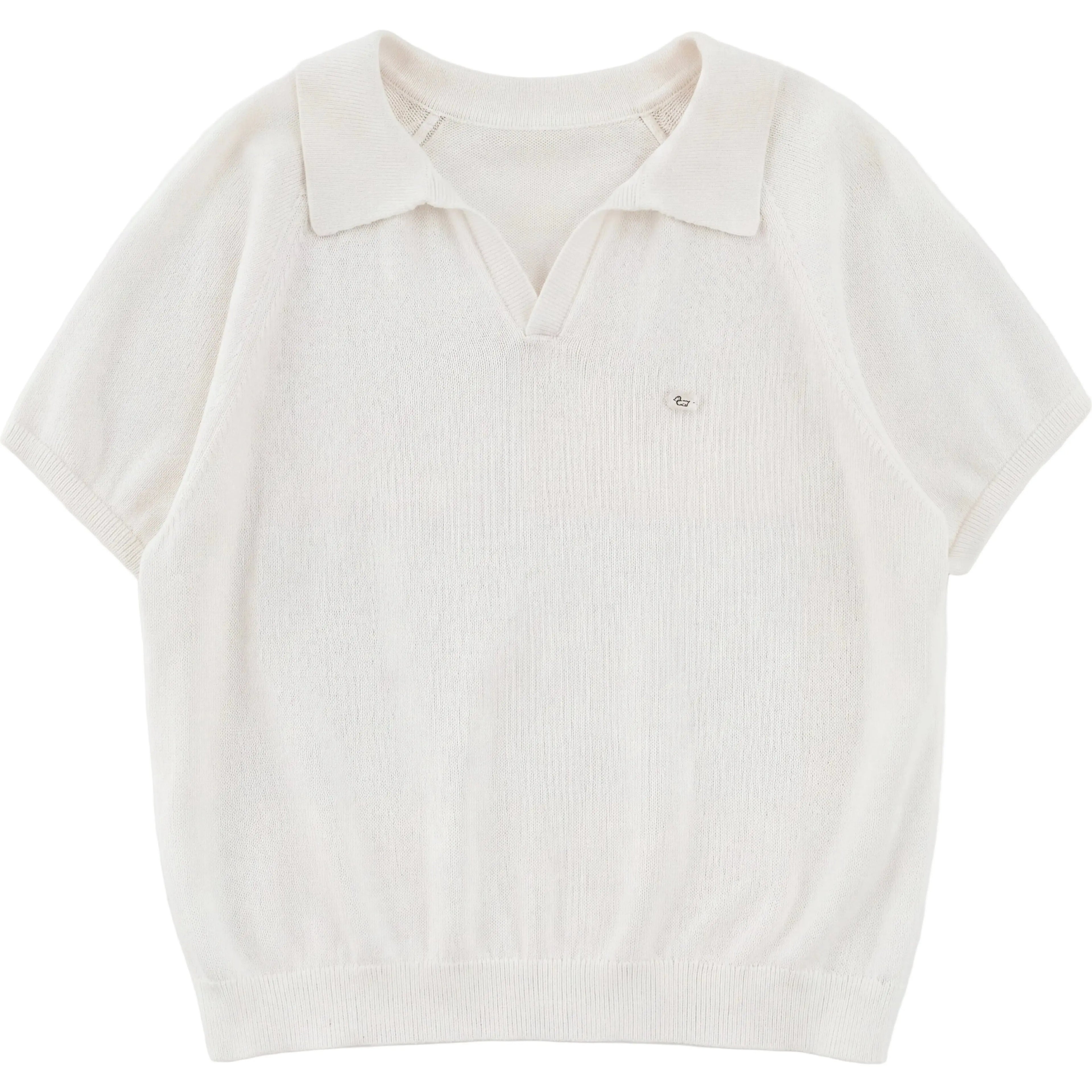 Boys White Knit Polo Shirt Sol Vera
