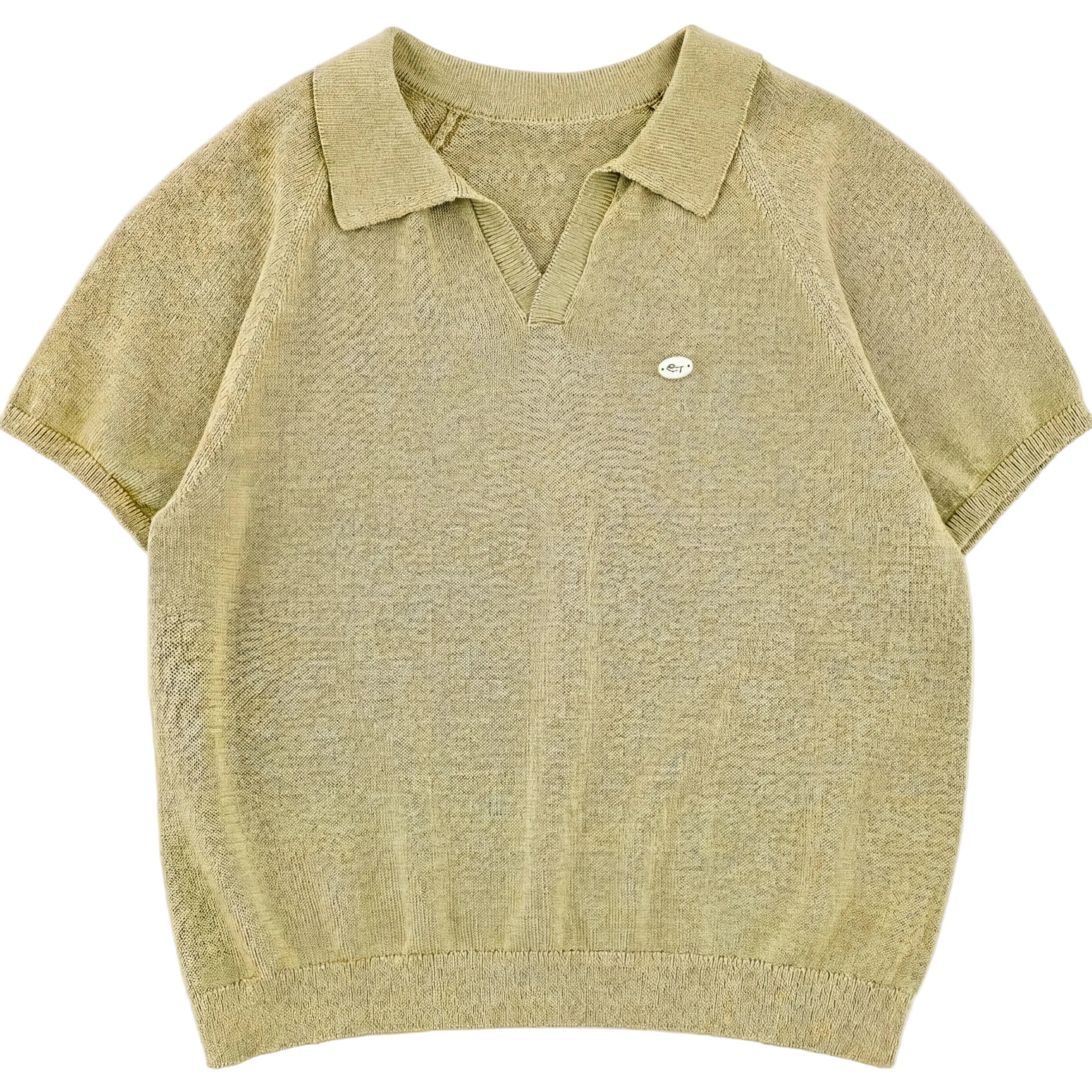 Boys Olive Green Knit Polo Shirt Sol Vera