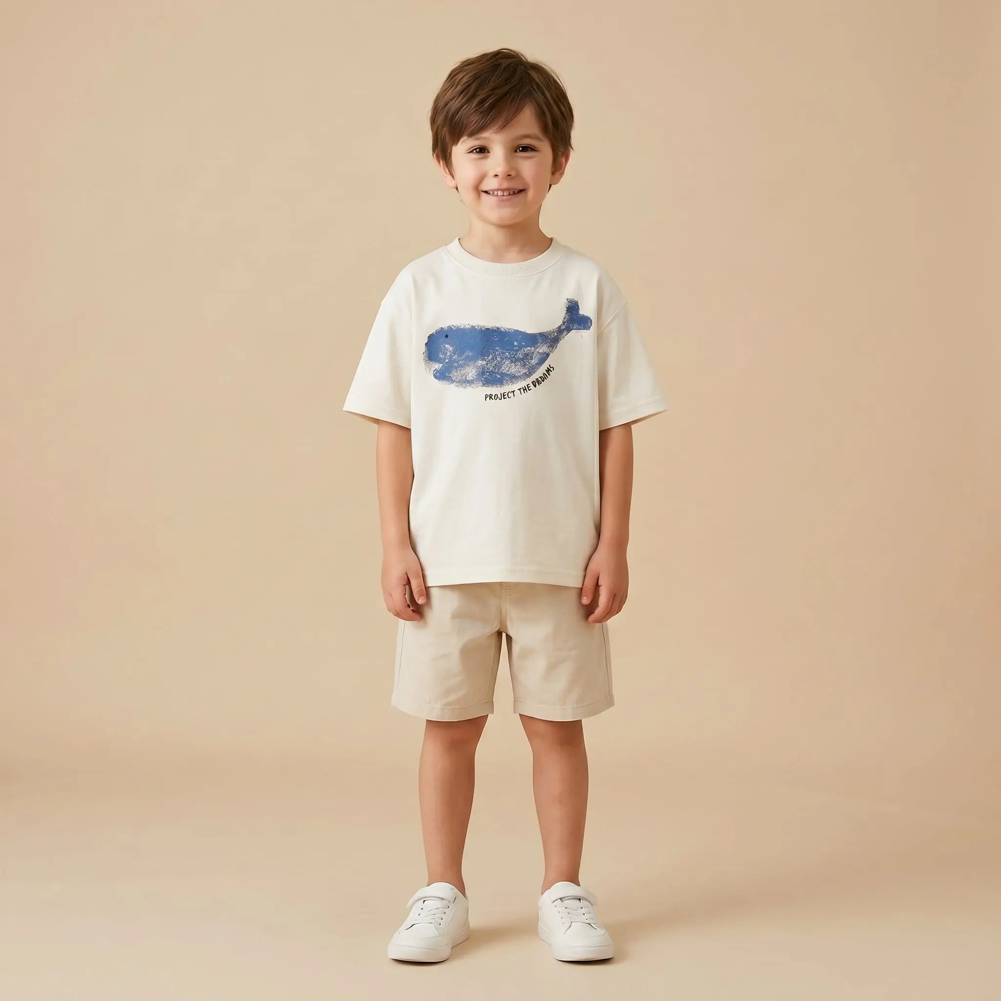 Boys White Whale Graphic T-Shirt Sol Vera