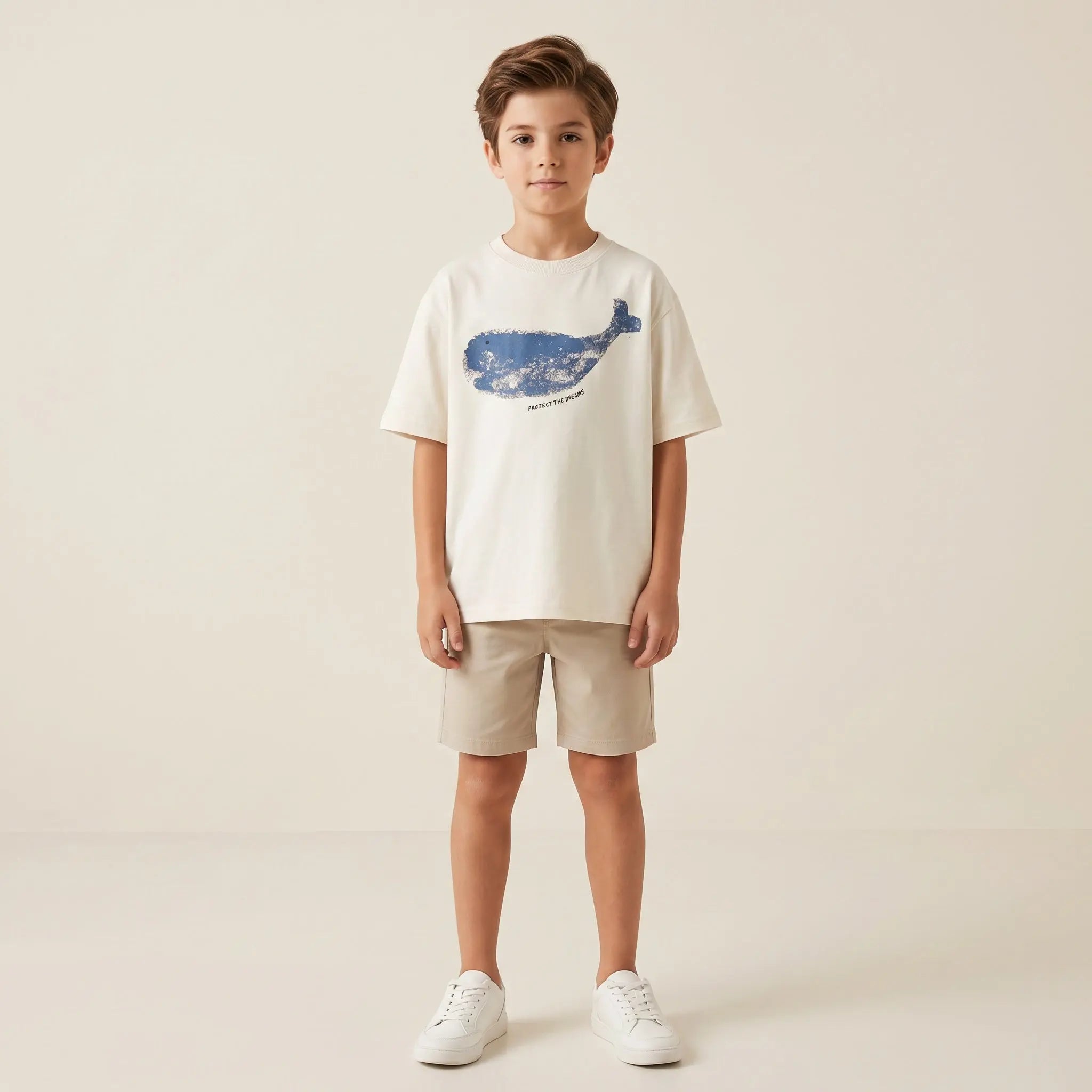 Boys White Whale Graphic T-Shirt Sol Vera
