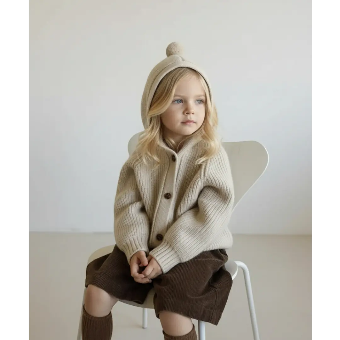 Émil Knit Pom Cardigan - Beige ORELIE